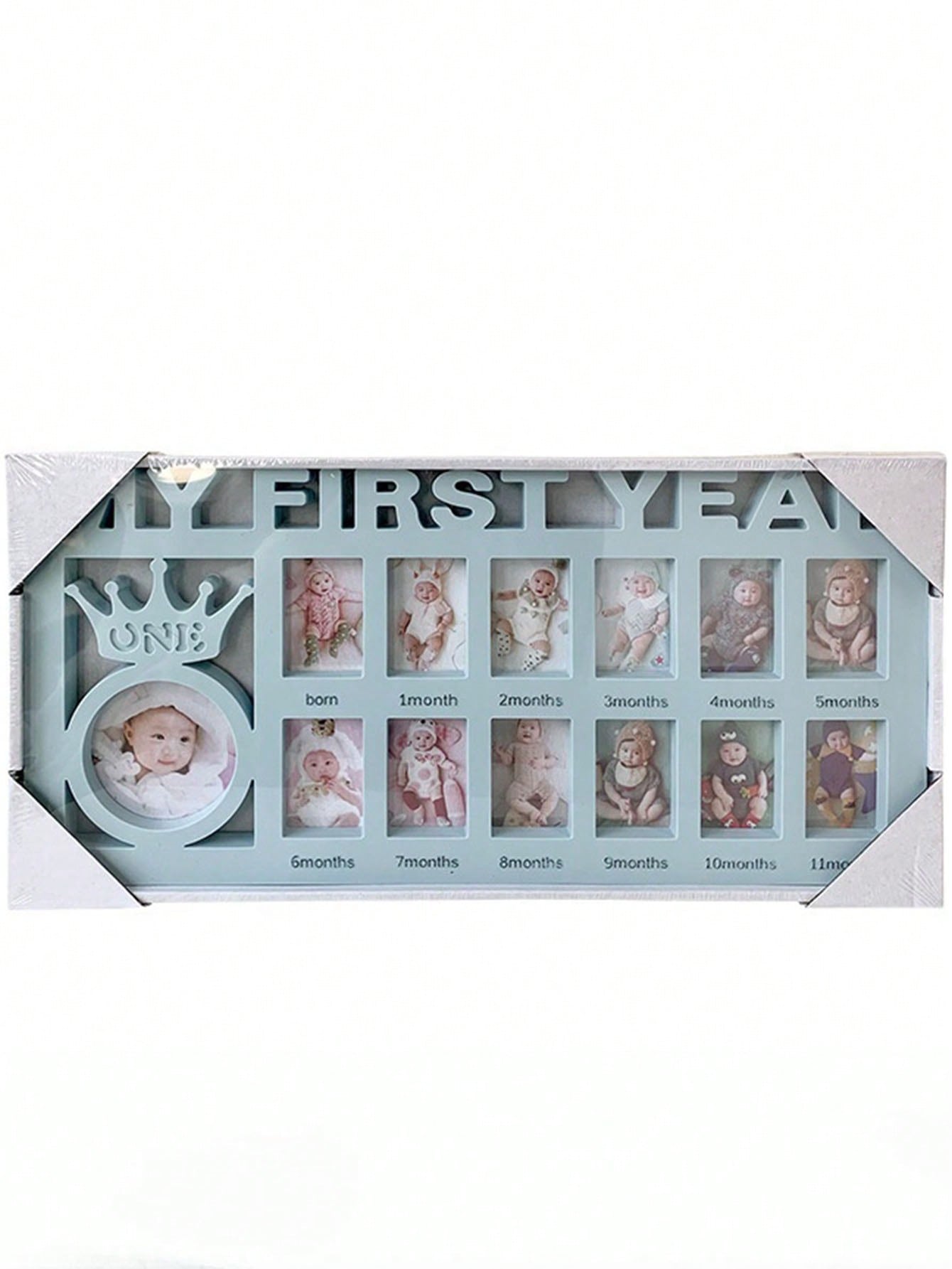 My First Year Baby Growth Photo Frame - Blue