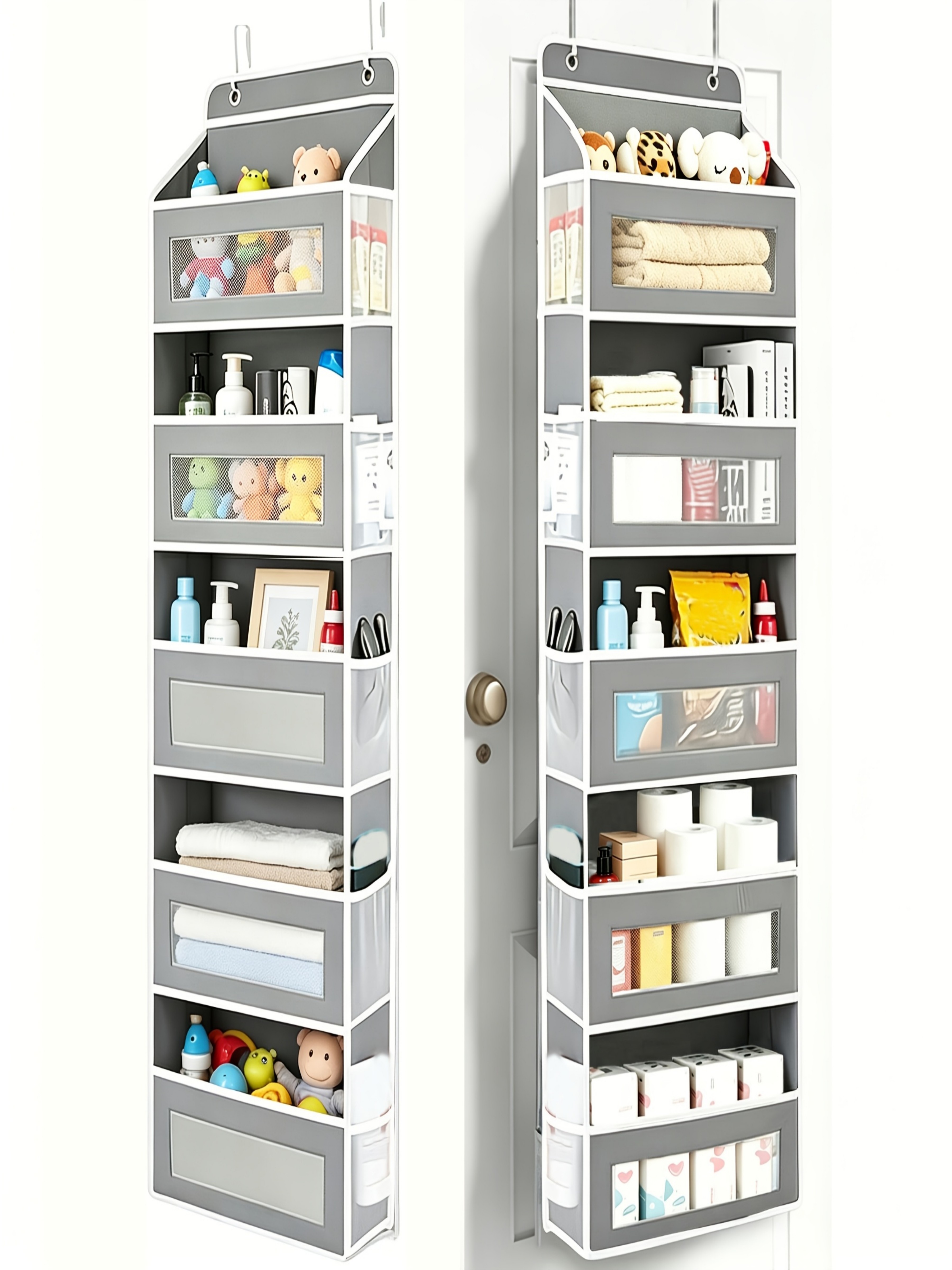 Grey 5-Tier Hanging Storage Rack, 146x40x17cm