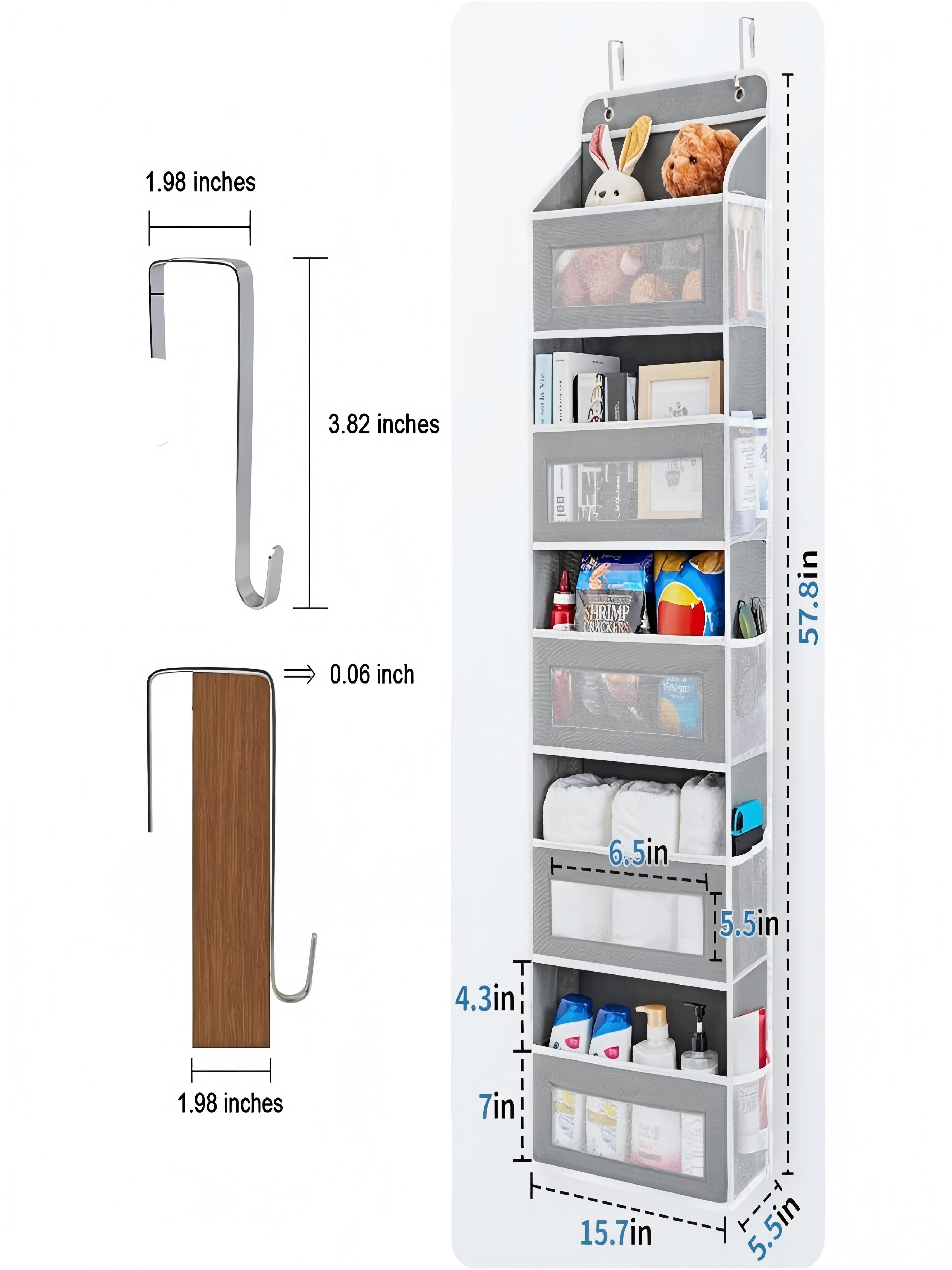 Grey 5-Tier Hanging Storage Rack, 146x40x17cm