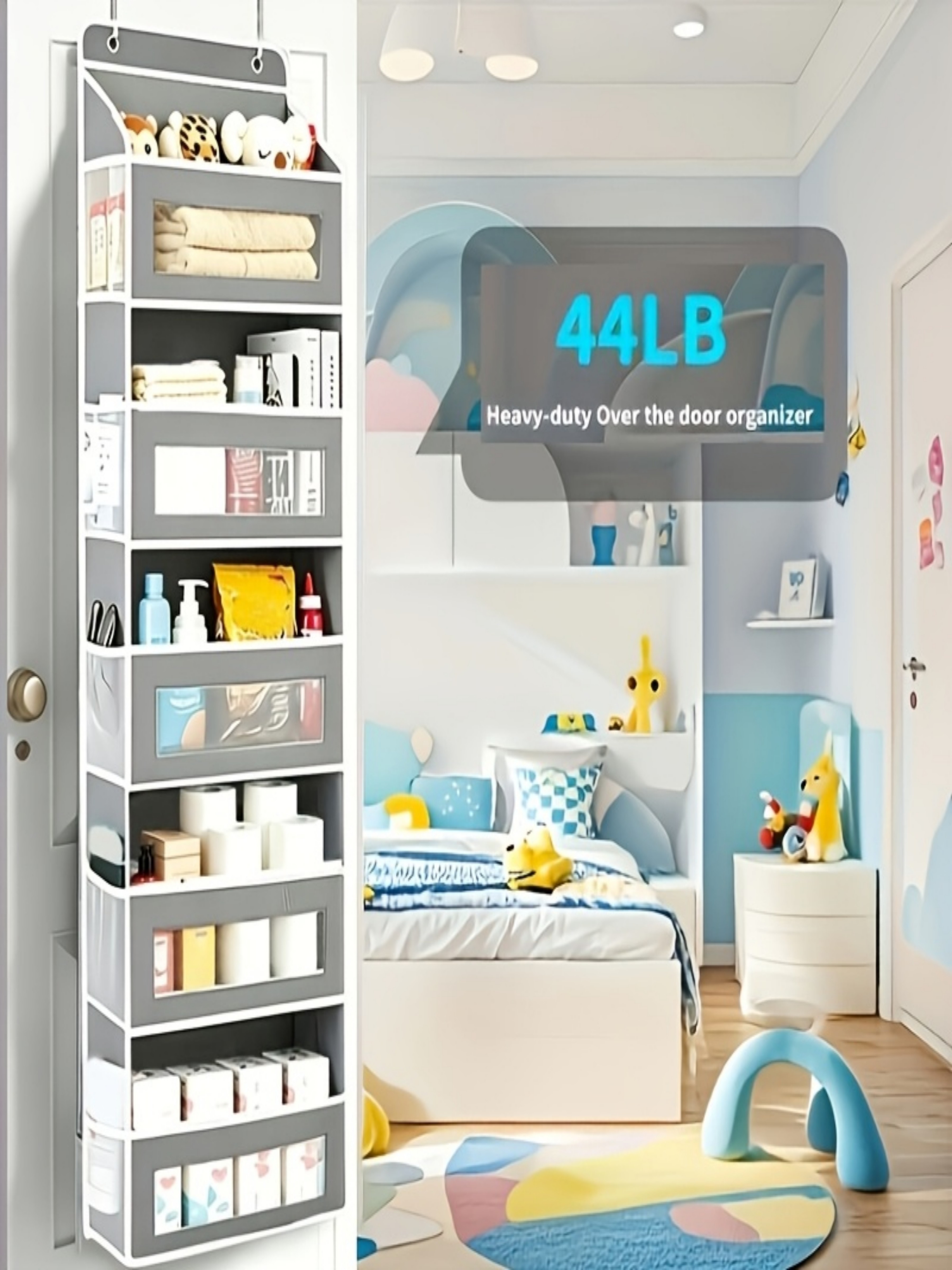 Grey 5-Tier Hanging Storage Rack, 146x40x17cm