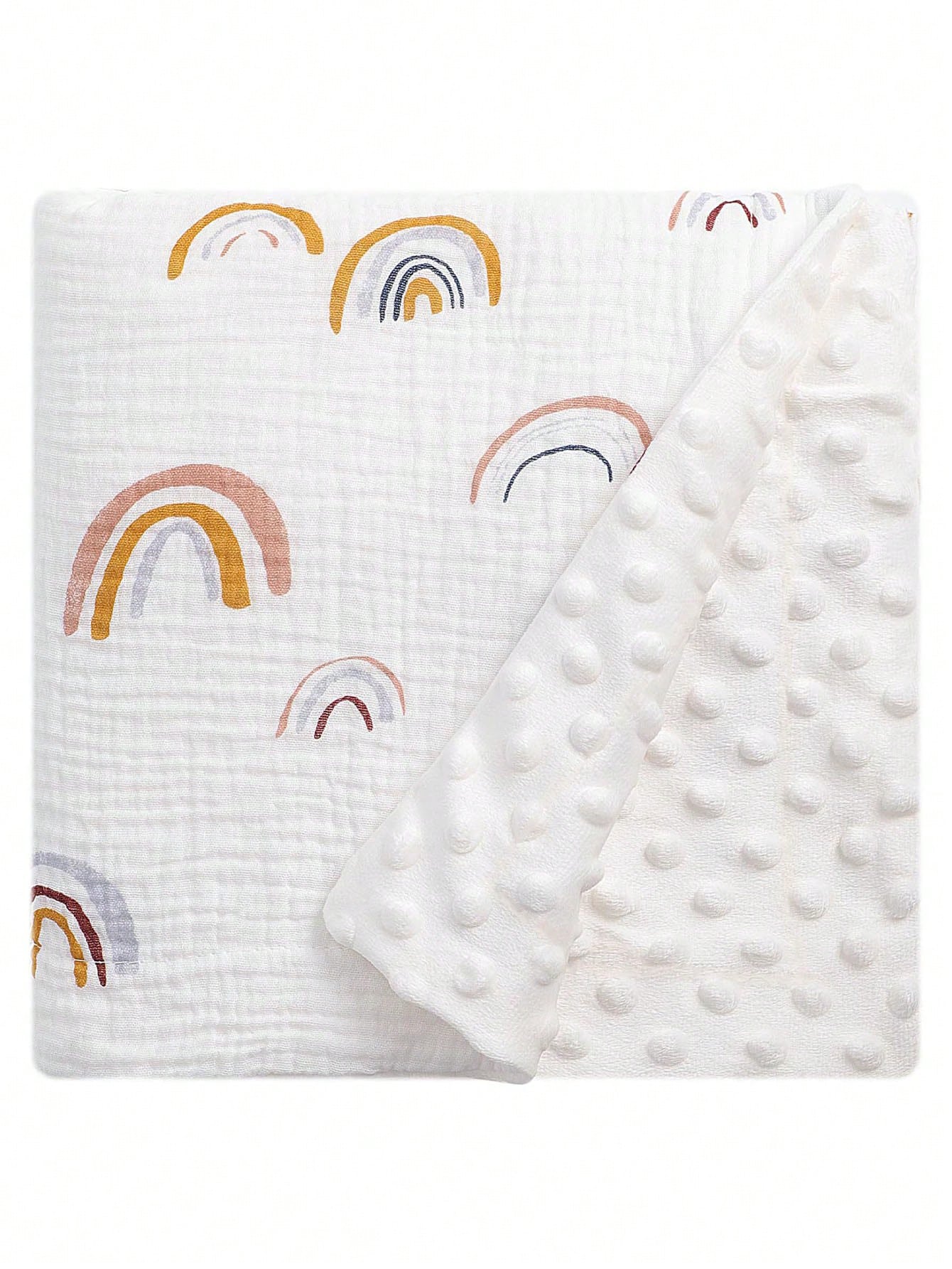 Rainbow Muslin And Minky Baby Blanket