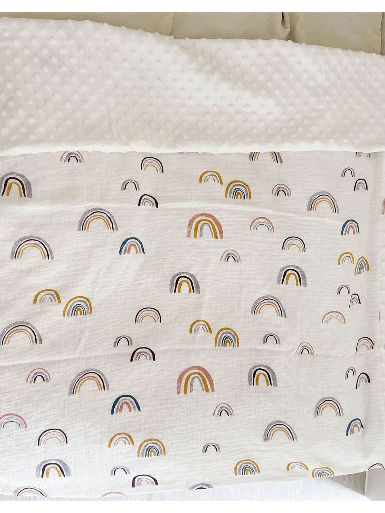 Rainbow Muslin And Minky Baby Blanket