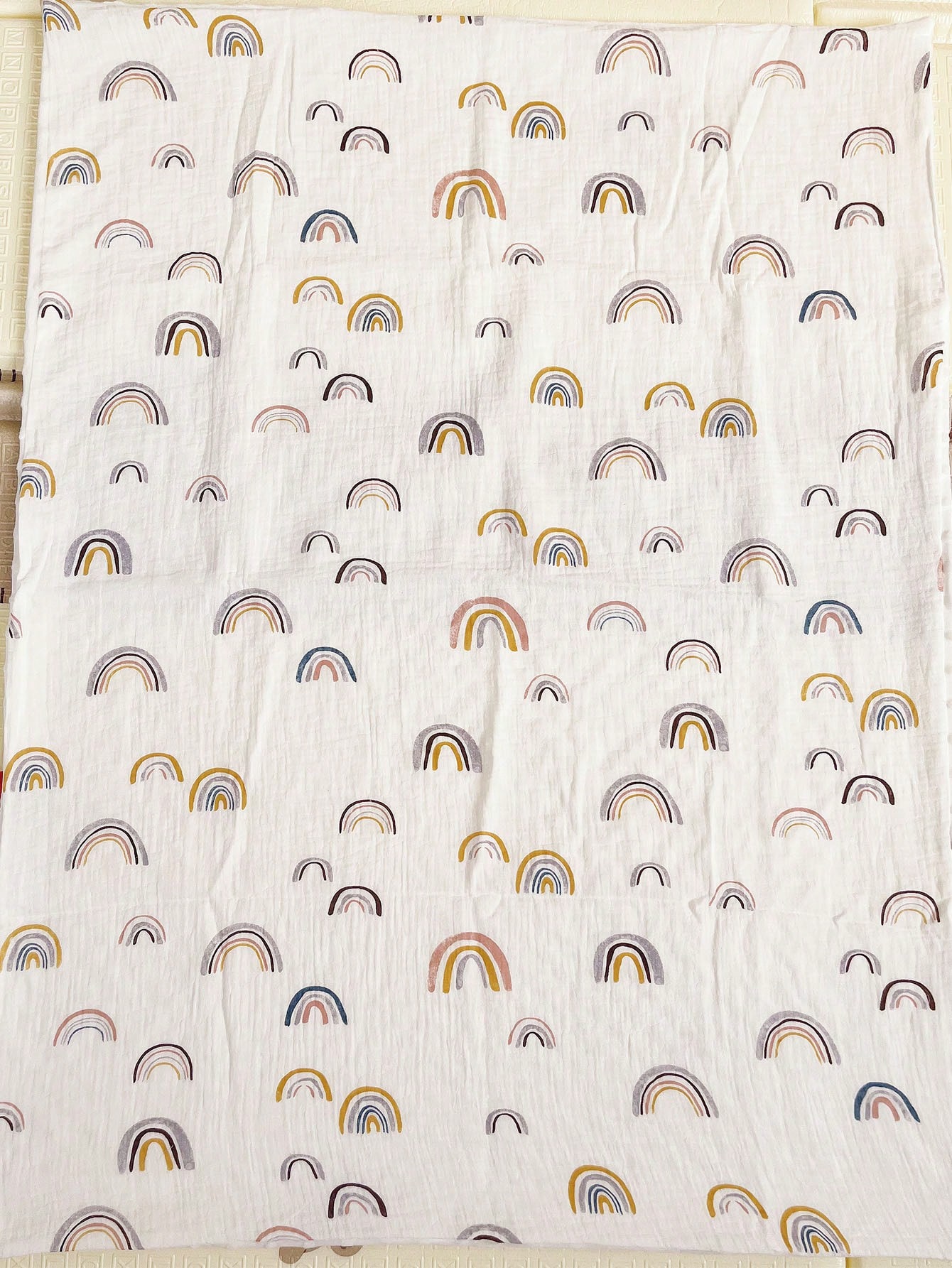 Rainbow Muslin And Minky Baby Blanket