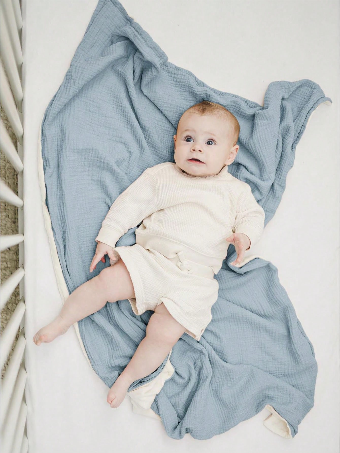 Rainbow Muslin And Minky Baby Blanket