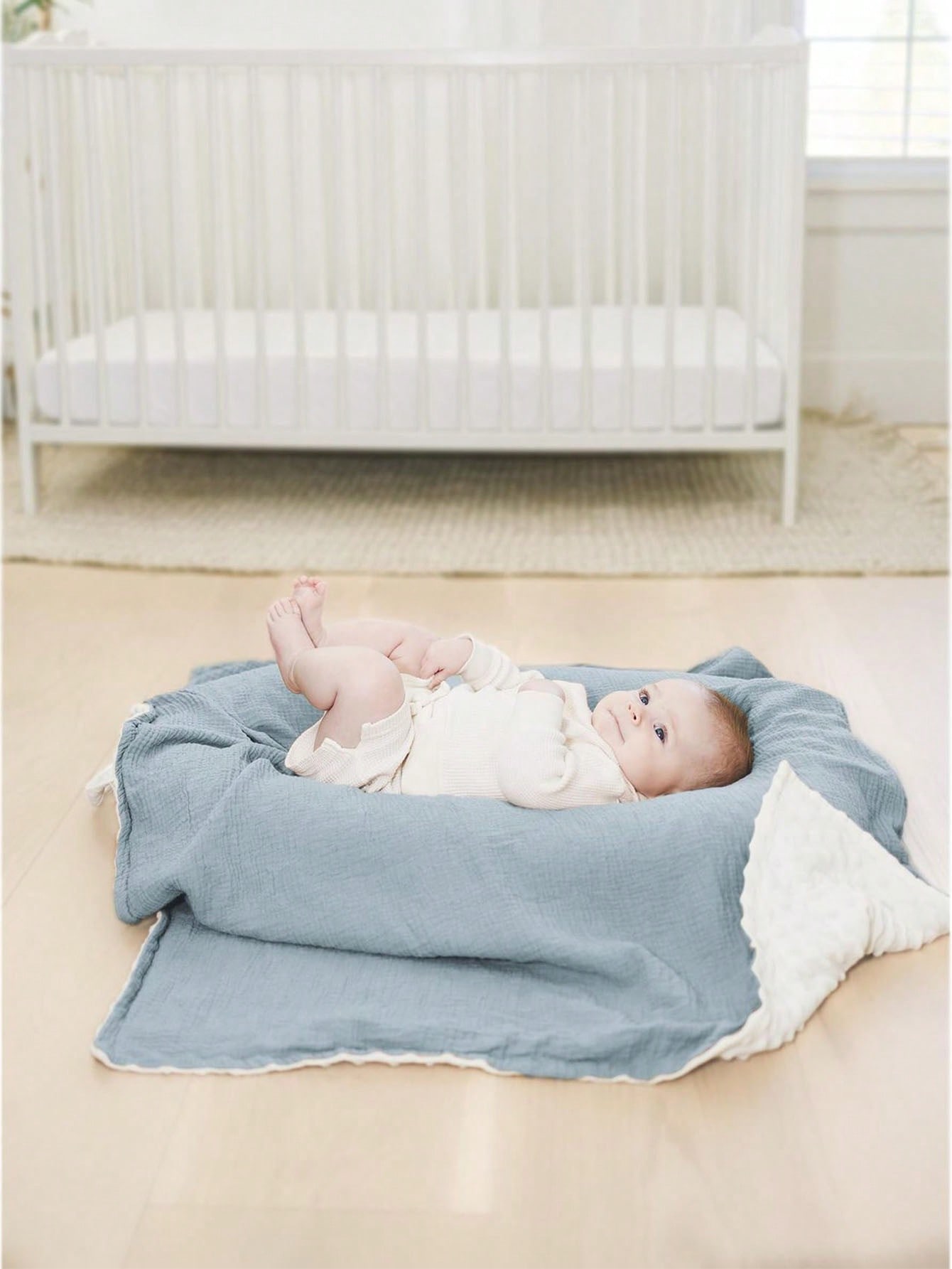 Blue Cotton Woven Baby Blanket