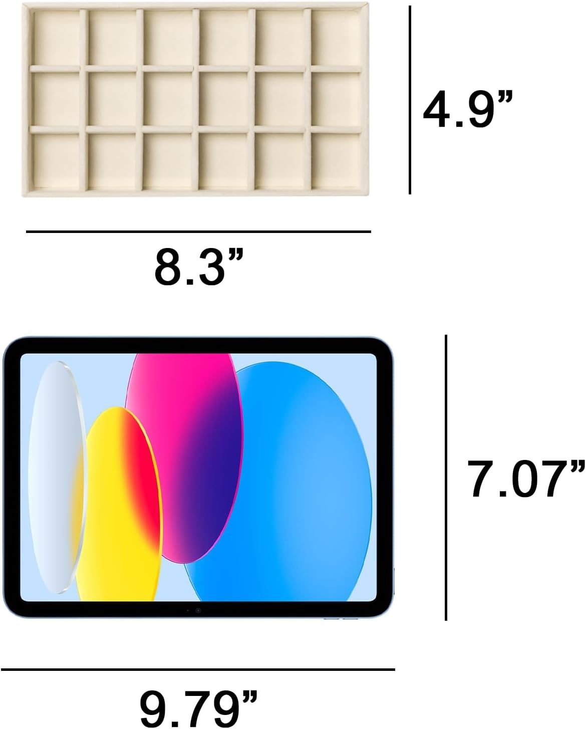 طقم صواني منظّم مجوهرات مخمل قابلة للرص مكون من 6 قطع بيج