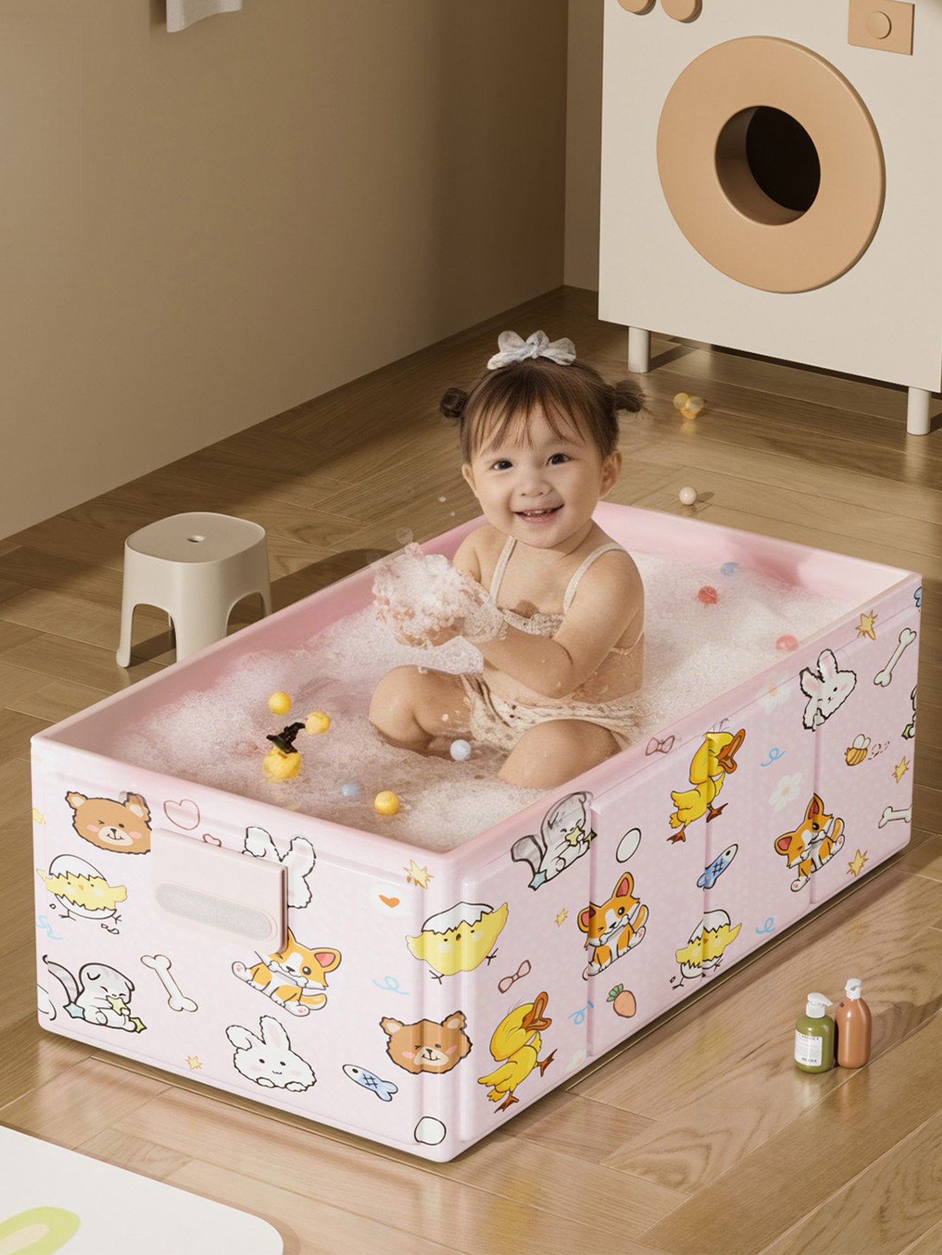 Pink Printed Baby Bathtub