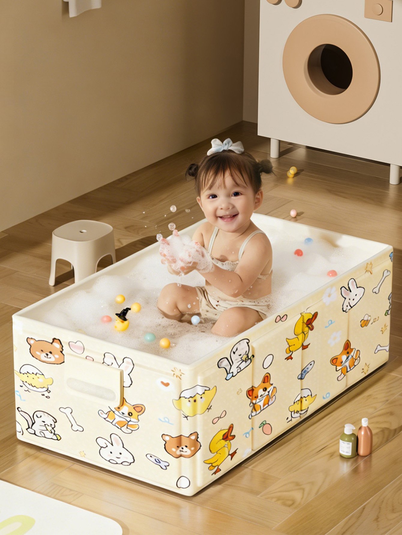 Yellow Printed Foldable Bathtub
