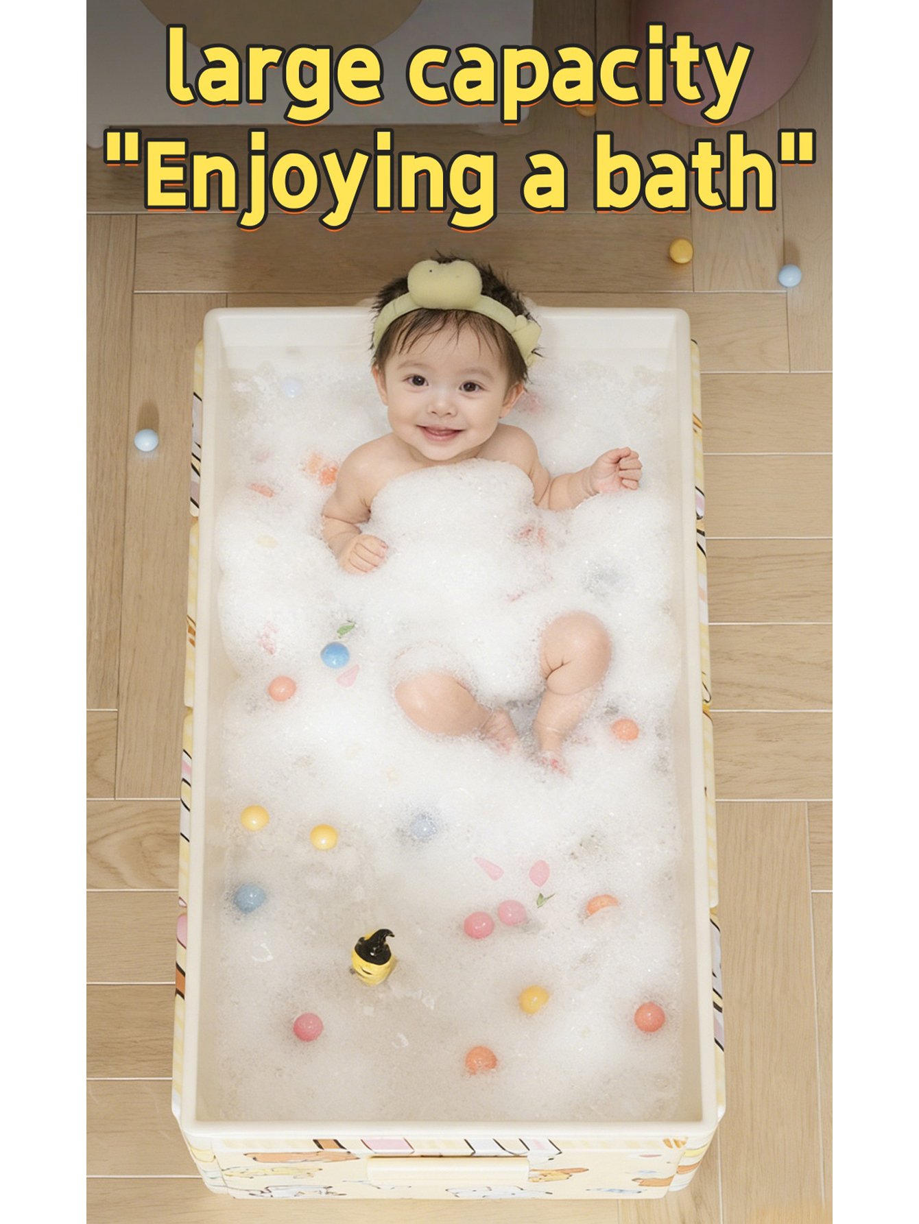 Yellow Printed Foldable Bathtub