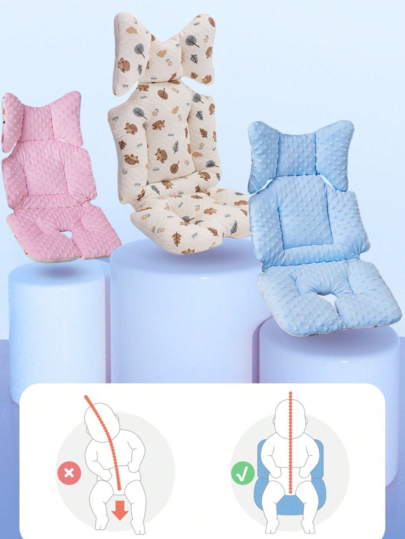 1-Piece Pink Minky Stroller Cushion