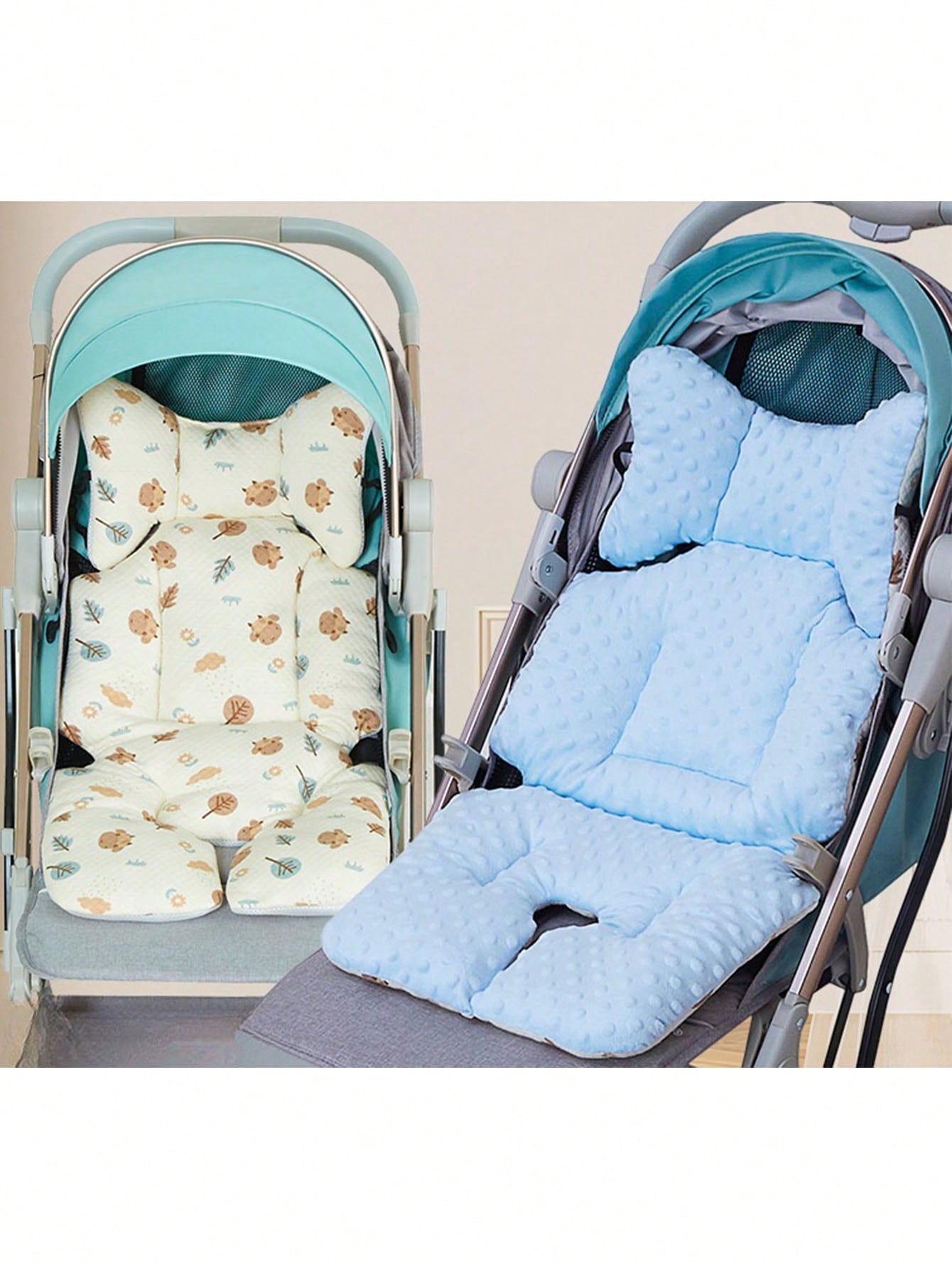 1-Piece Blue Printed Stroller Cushion