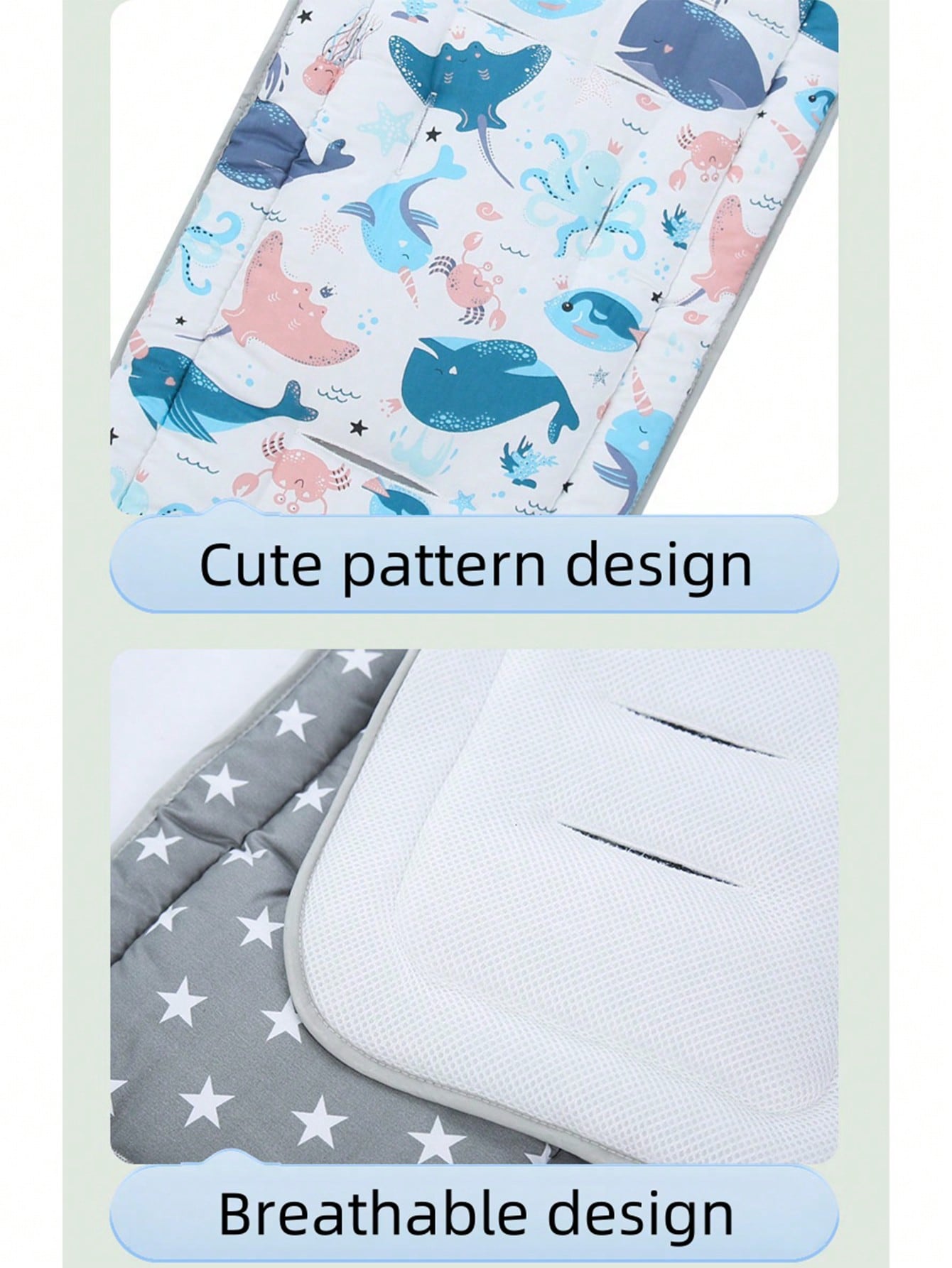 Grey Star Pattern High Chair Cushion