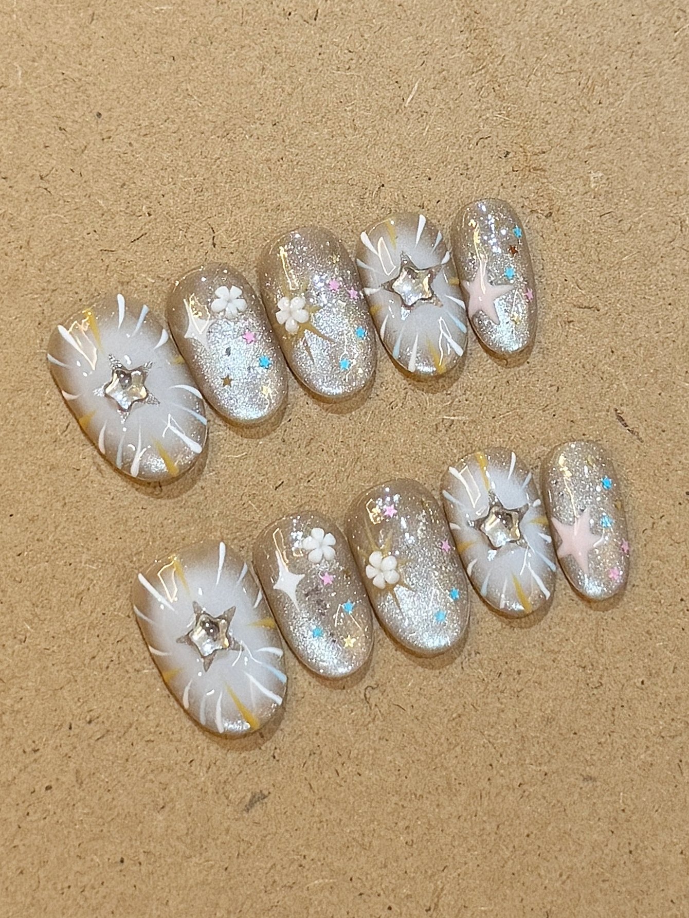 Star Glitter Press-On Nails