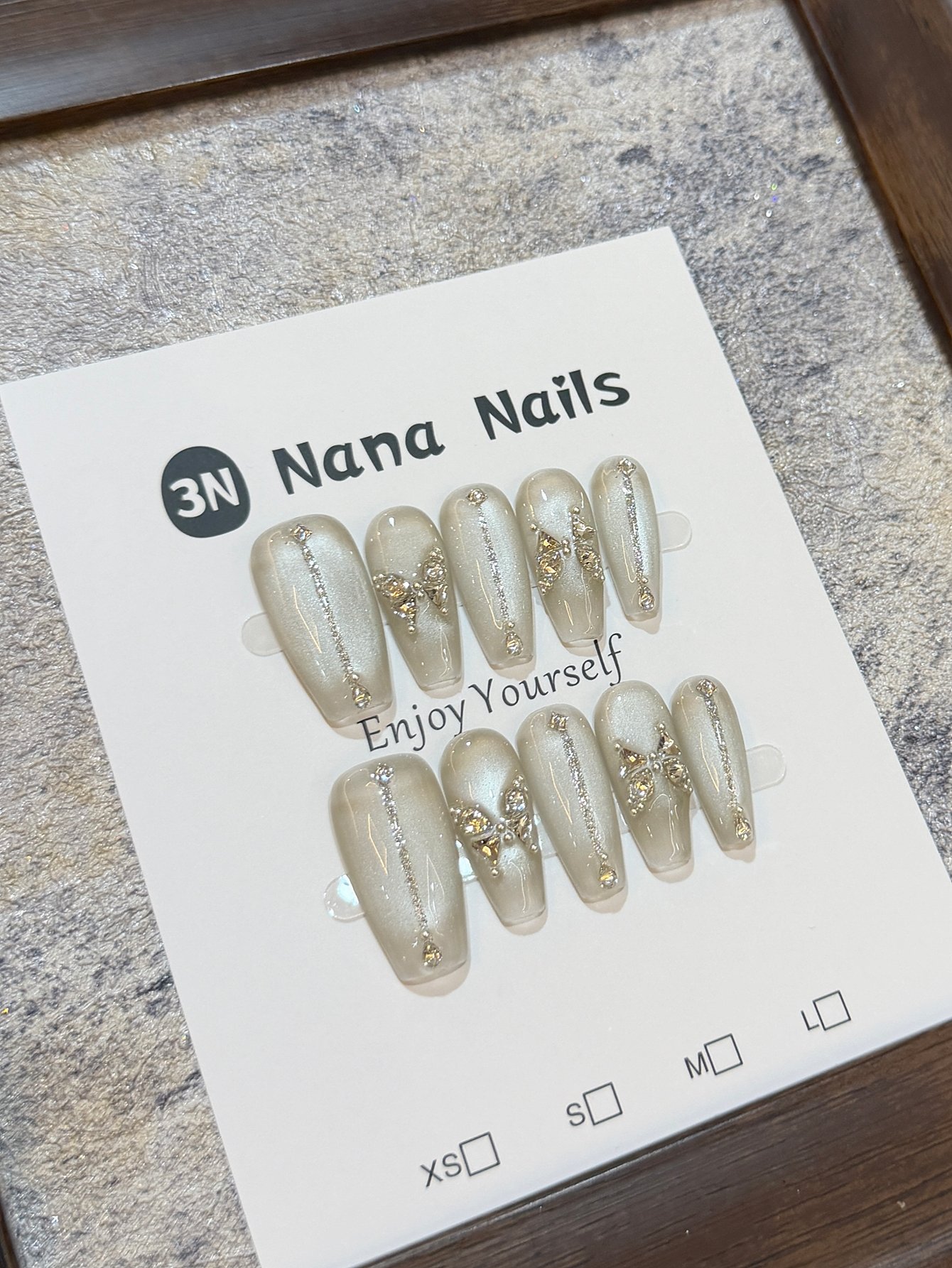 Beige Glitter Butterfly Press-On Nails
