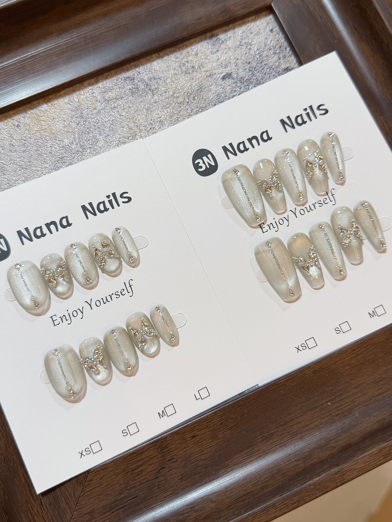 Beige Glitter Butterfly Press-On Nails