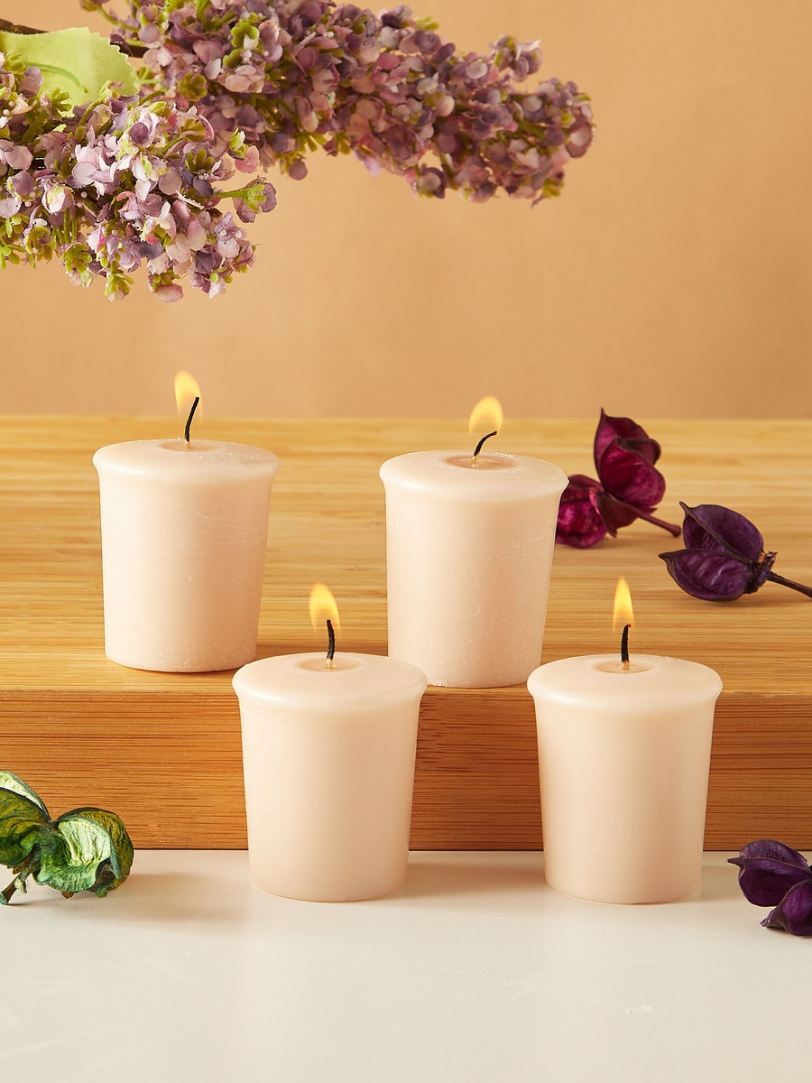 Essentials 4-Piece Rose Blush Scented Votive Candle Set - 12 H