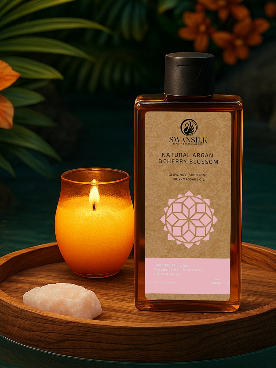 Body Massage Oil with Natural Argan and Cherry Blossom - 200 ml