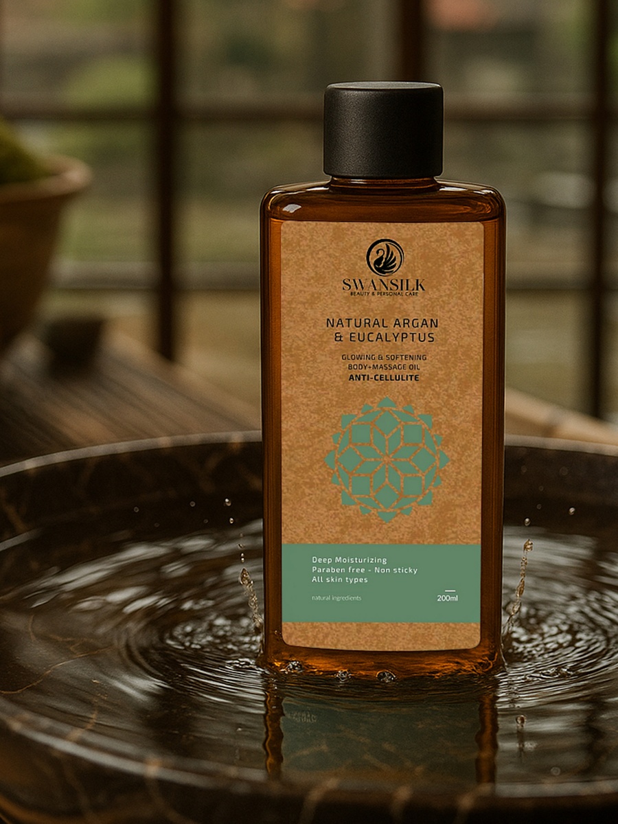 Body Massage Oil with Natural Argan and Eucalyptus - 200 ml