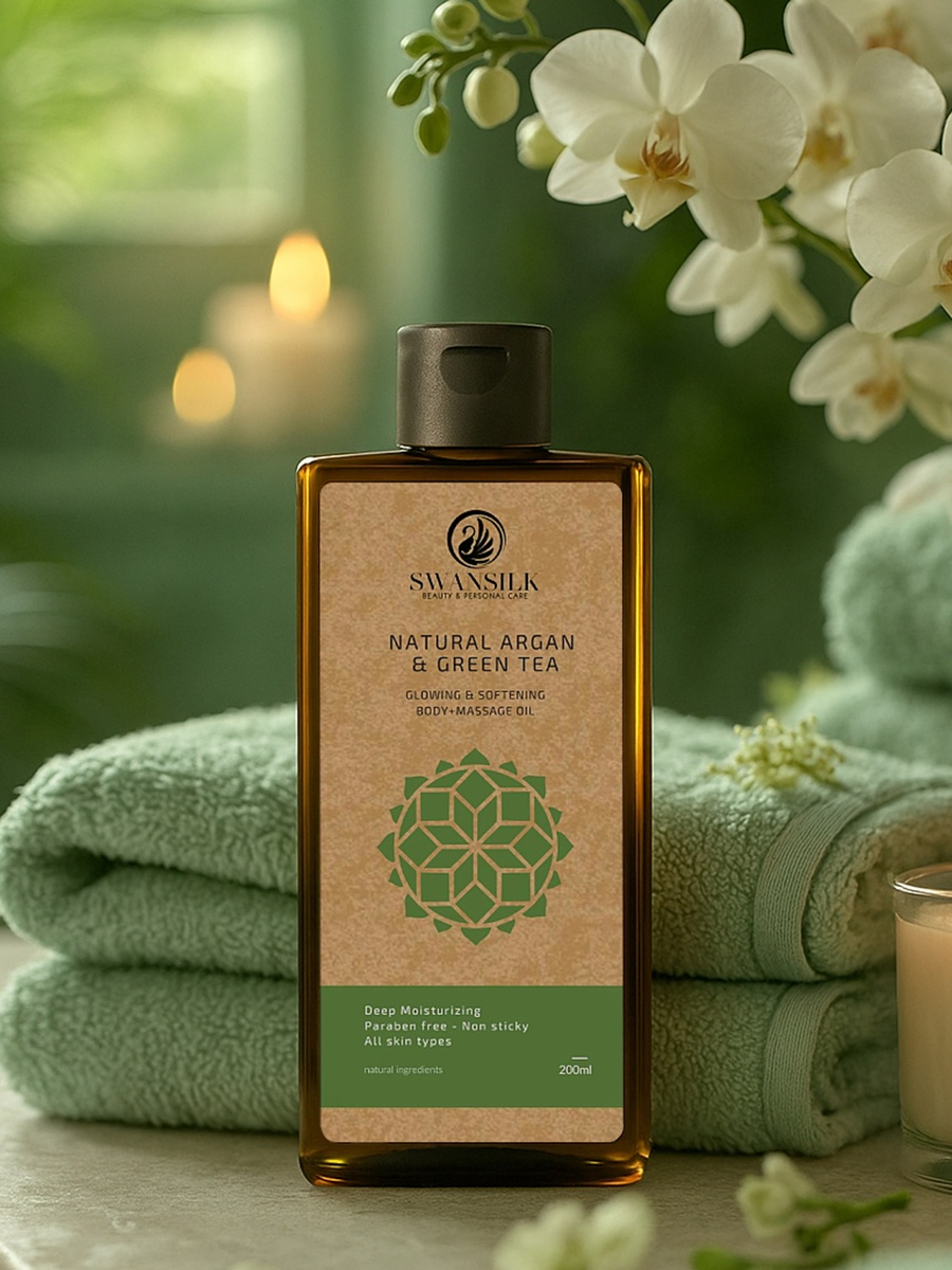 Body Massage Oil with Natural Argan and Green Tea - 200 ml