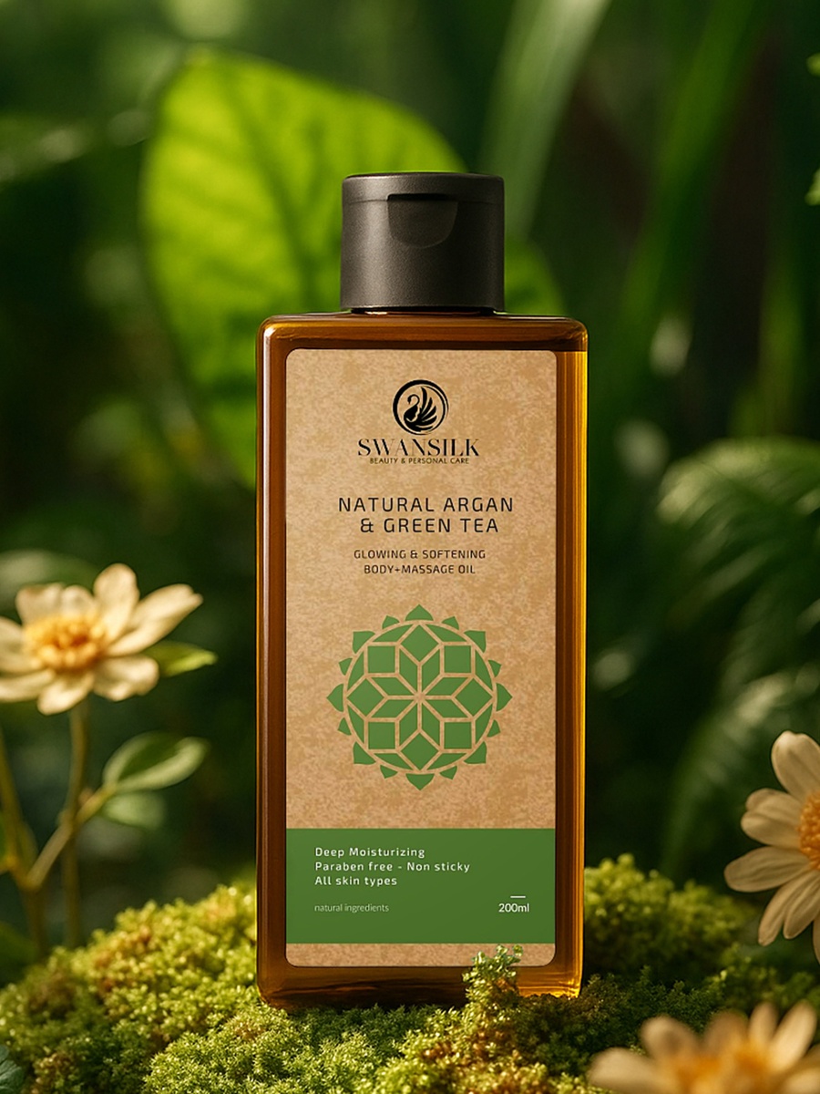 Body Massage Oil with Natural Argan and Green Tea - 200 ml