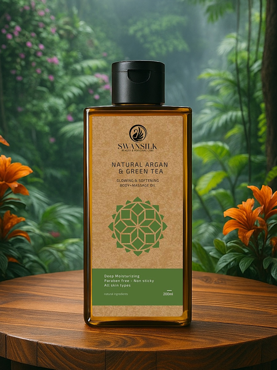 Body Massage Oil with Natural Argan and Green Tea - 200 ml