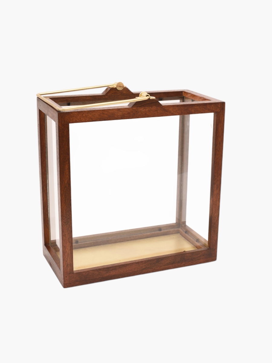 Wooden Frame Lantern with Handle - 32 cm