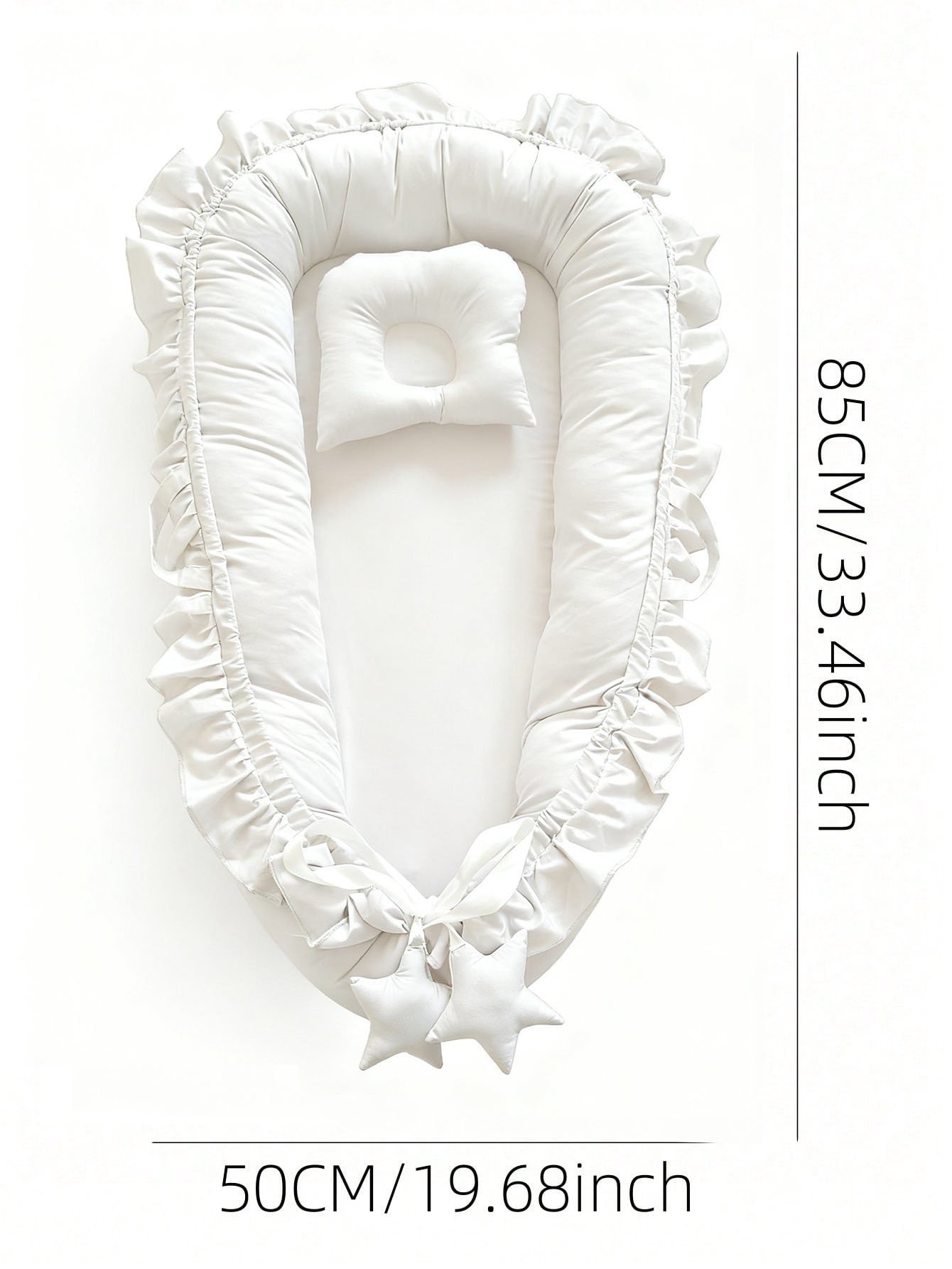 White Ruffled Baby Nest Bed With Pillow