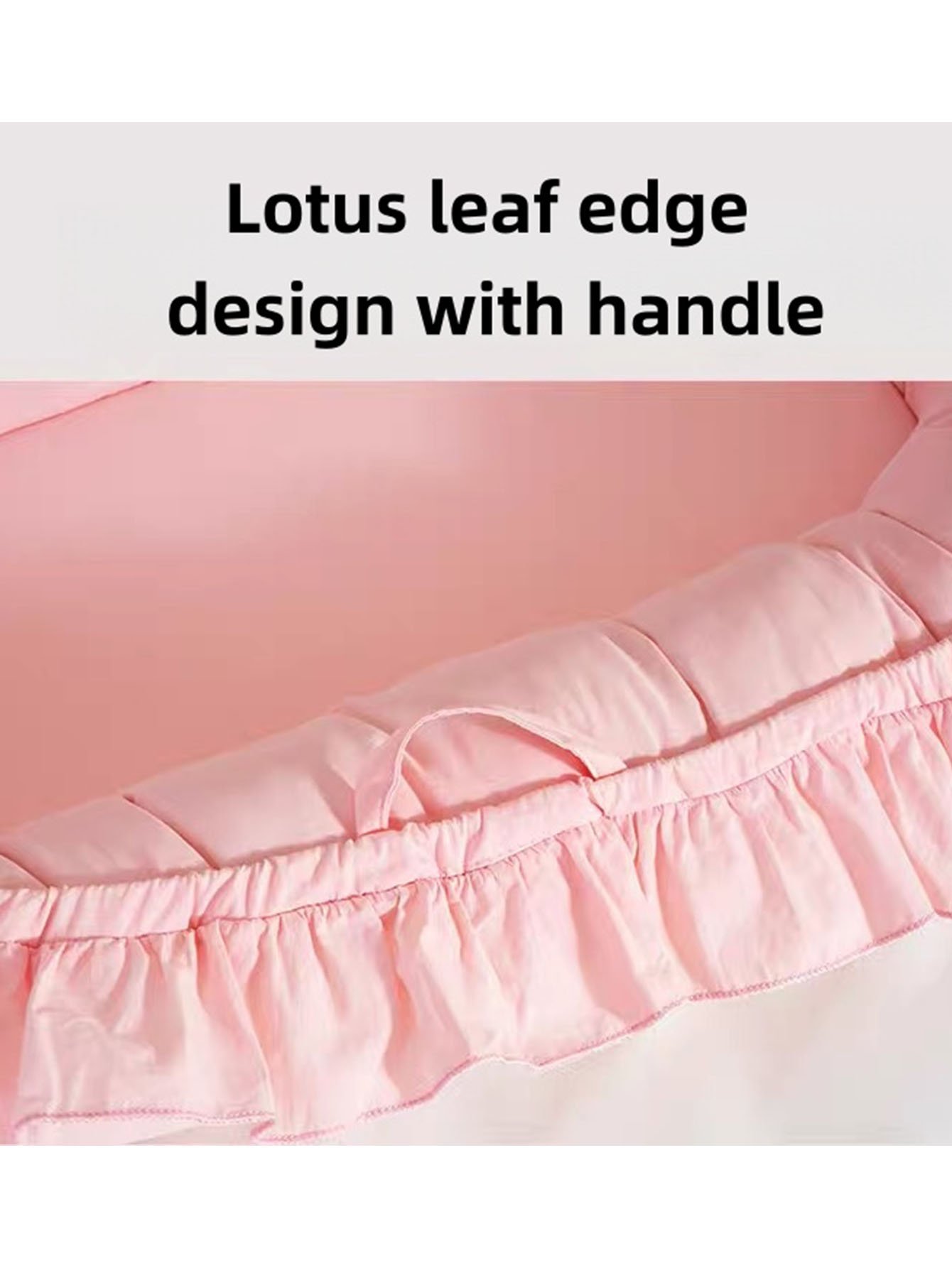 Pink Ruffled Portable Baby Lounger with Pillow