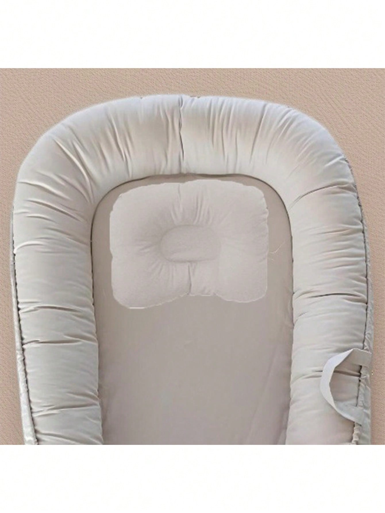Grey Polyester Patterned Baby Nest Portable Crib with Pillow