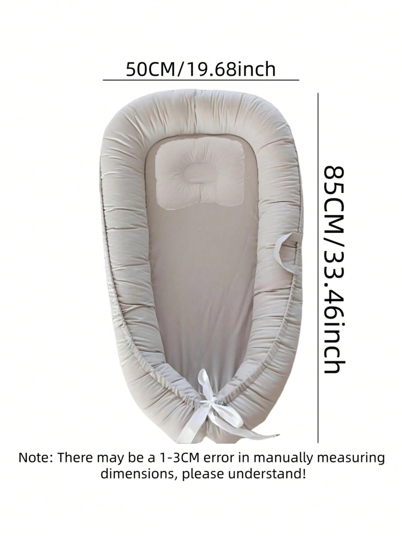 Grey Polyester Patterned Baby Nest Portable Crib with Pillow