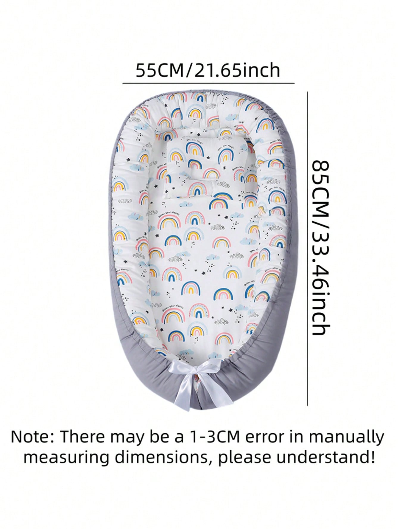 Charcoal Safari Print Baby Nest with Pillow
