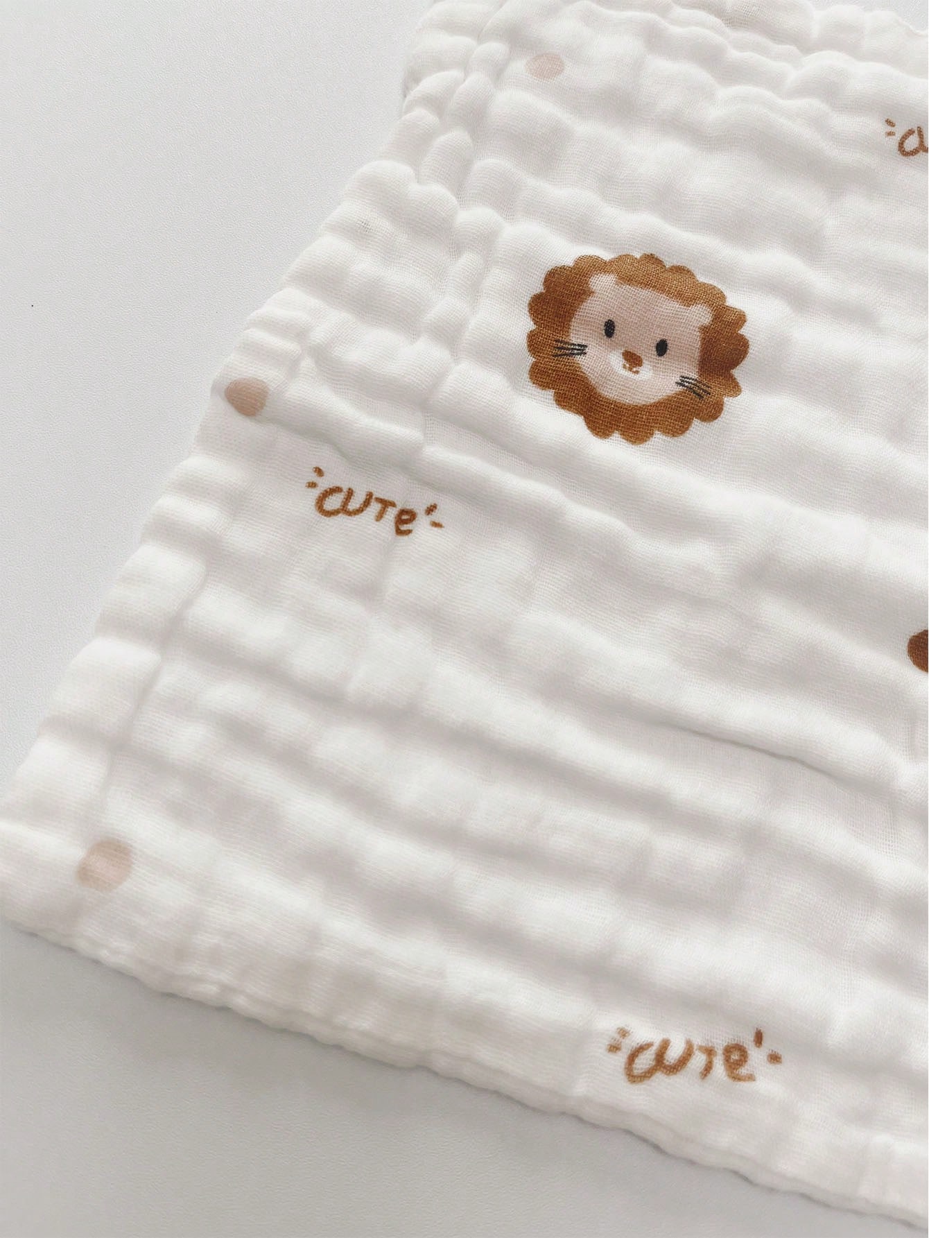 White Cotton Printed Baby Face Towels