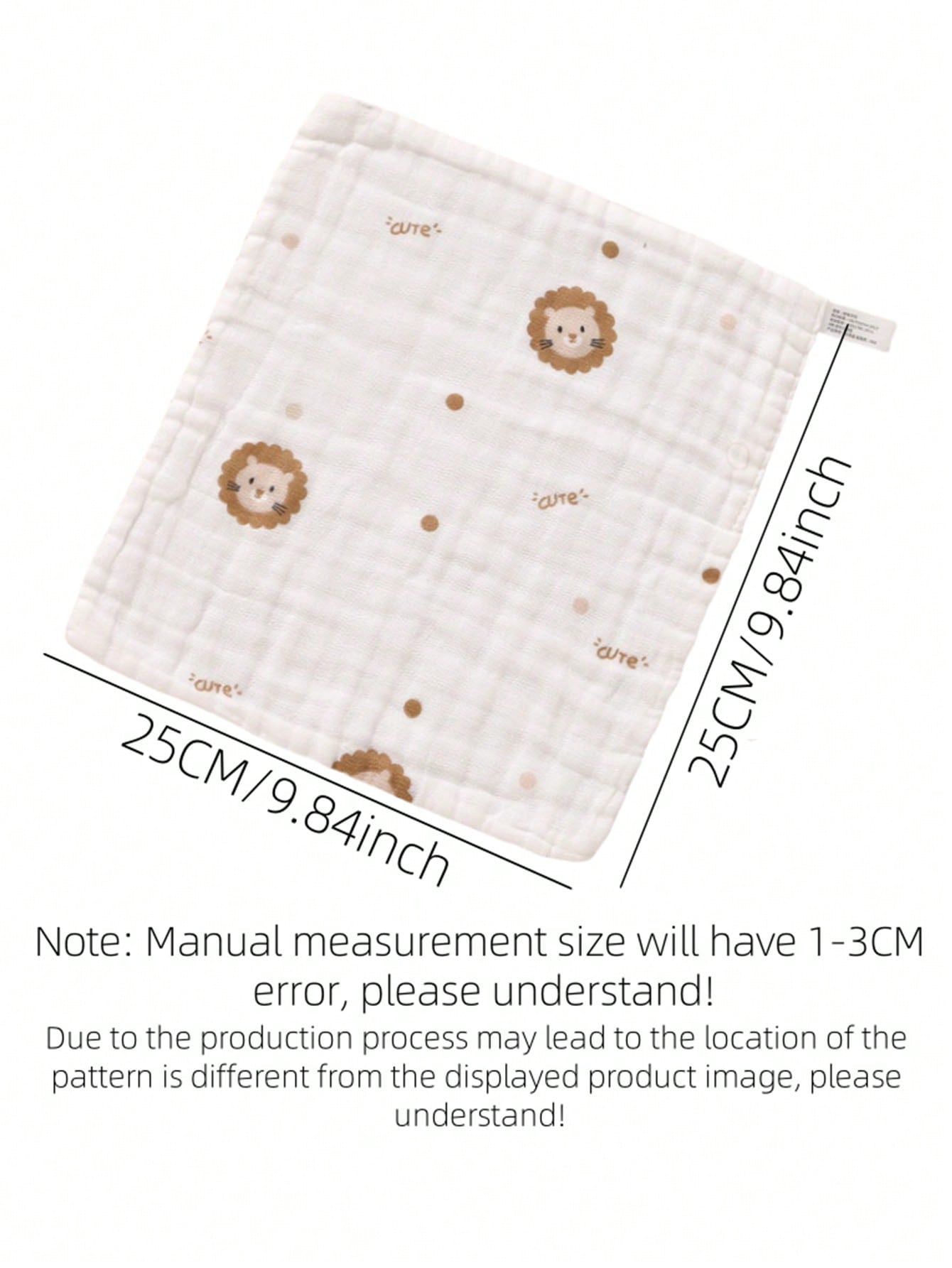 White Cotton Printed Baby Face Towels