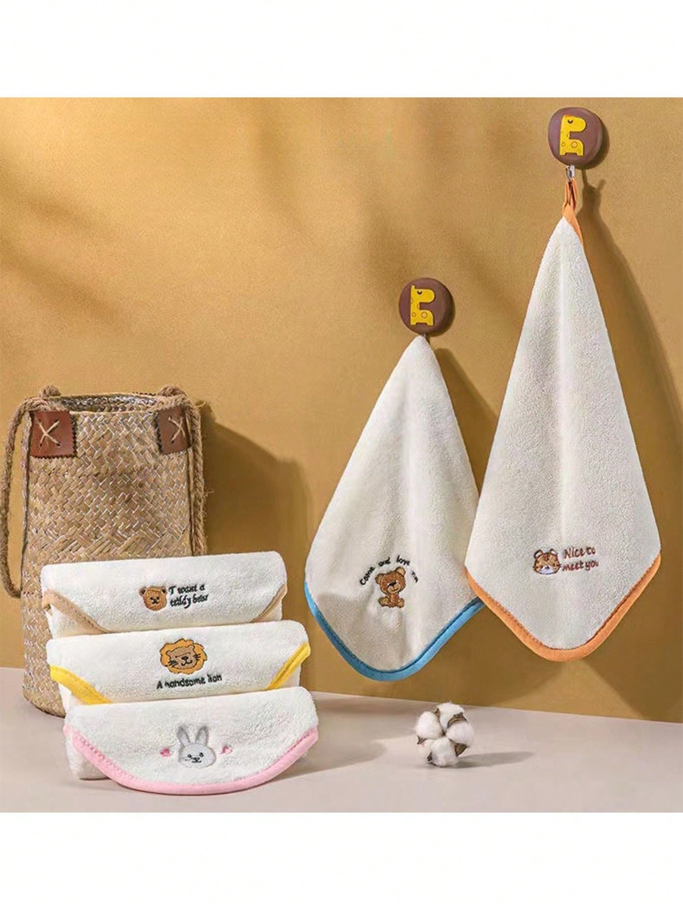 5-Piece Childrens Plush Face Towel