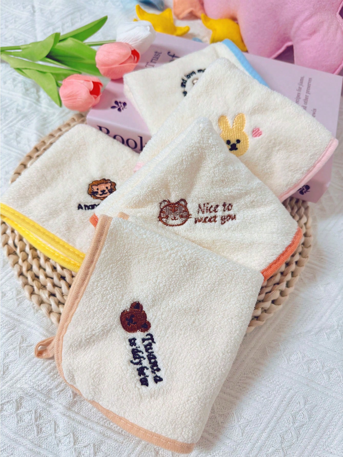 5-Piece Childrens Plush Face Towel