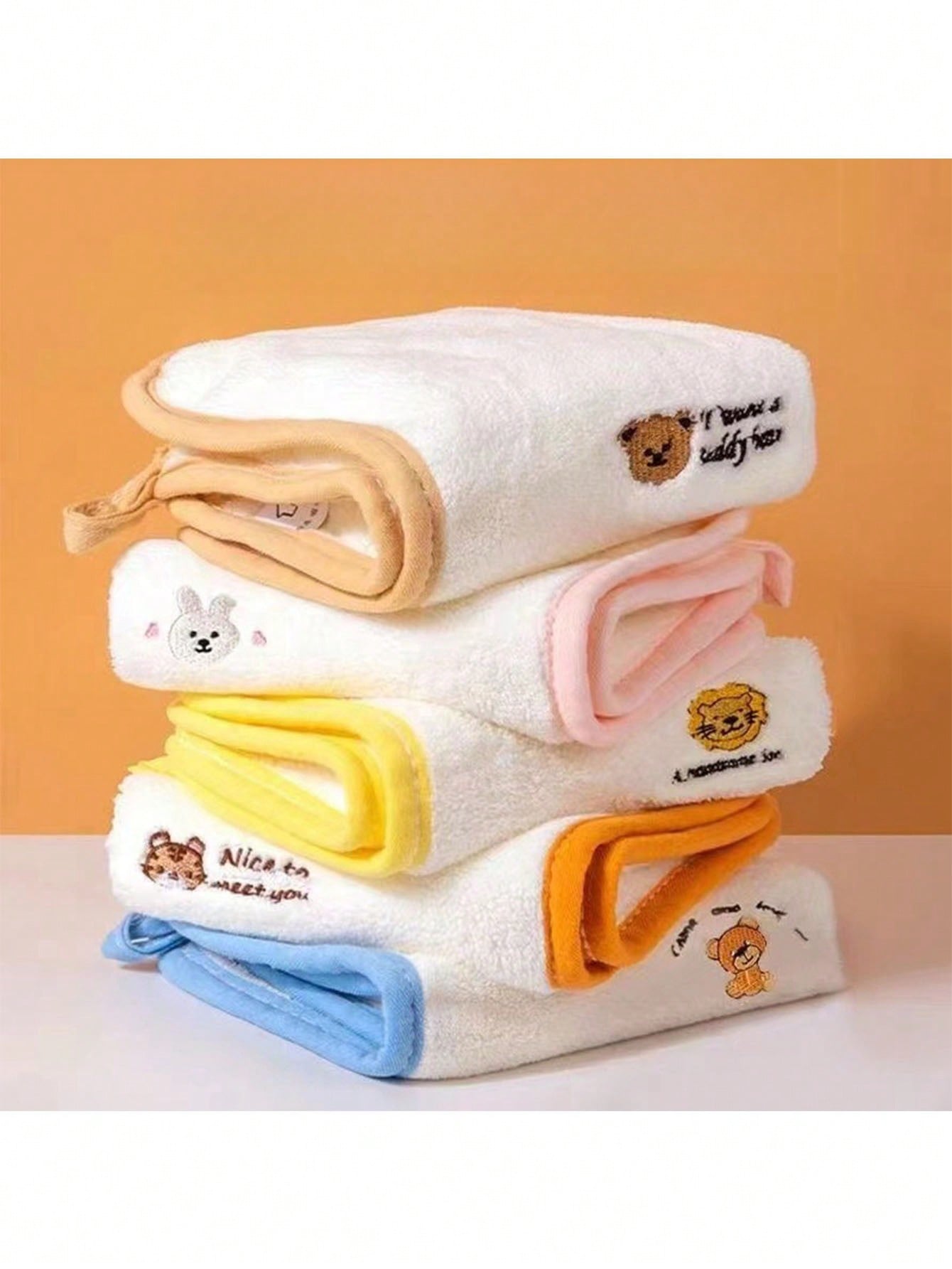 5-Piece Childrens Plush Face Towel
