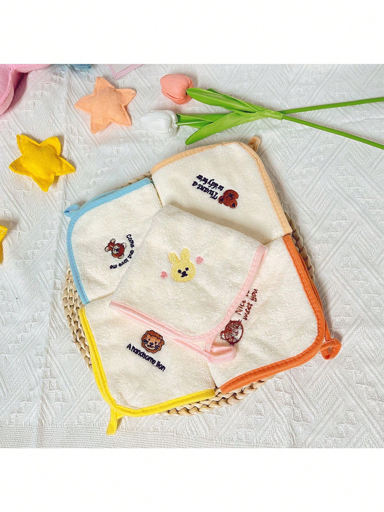 5-Piece Childrens Plush Face Towel