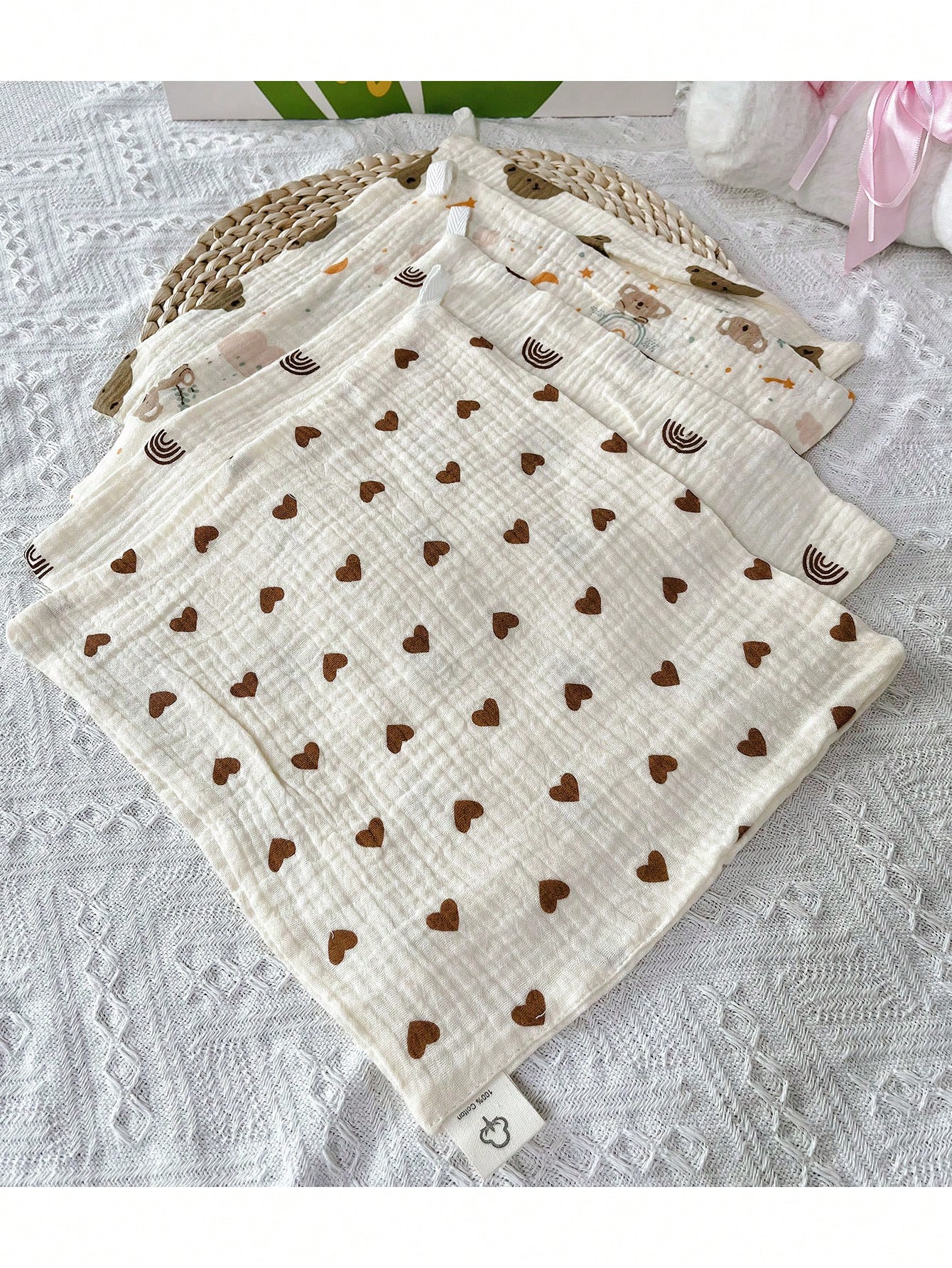 4-Piece Beige Cotton Gauze Face Towels