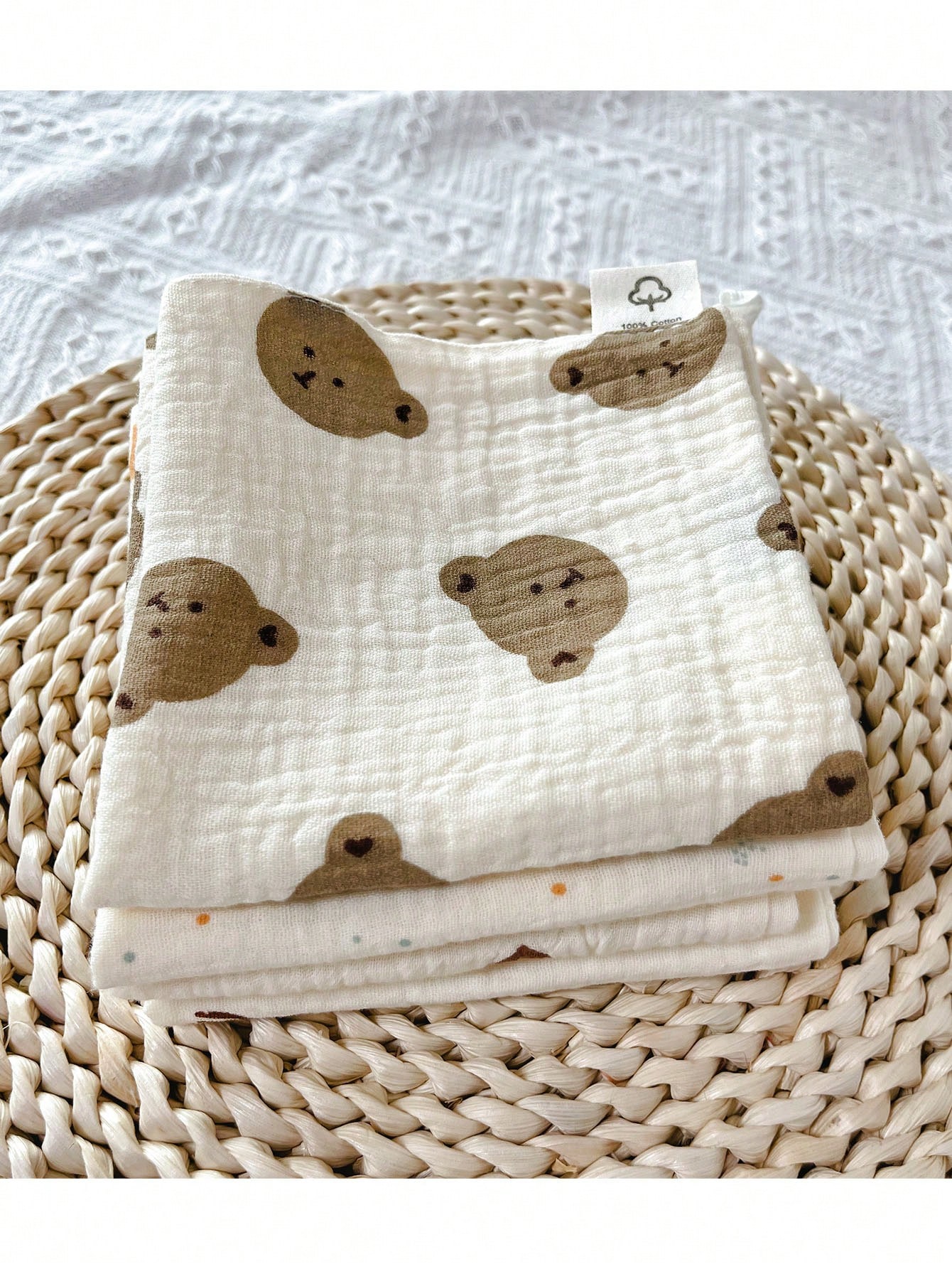 4-Piece Beige Cotton Gauze Face Towels