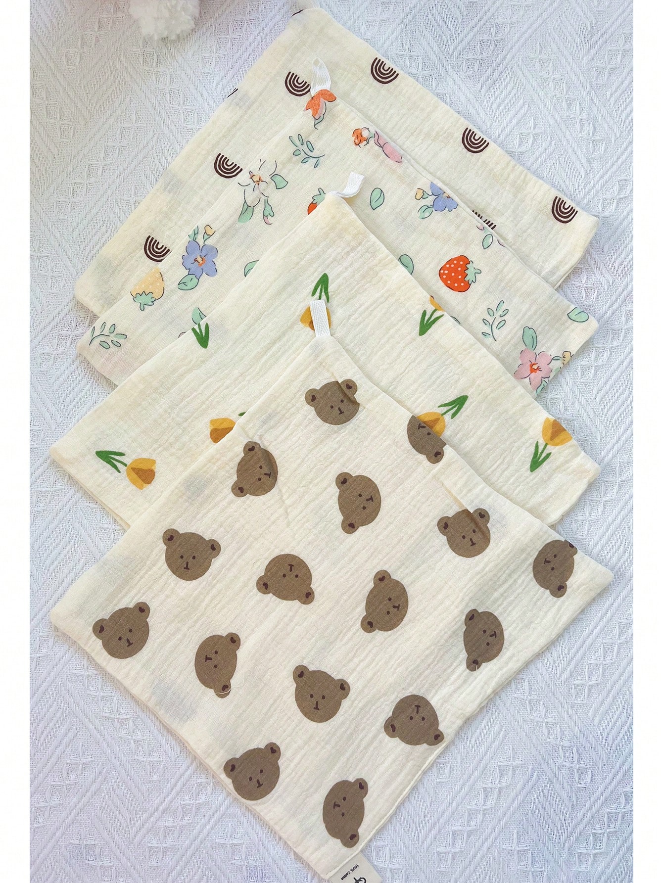 4-Piece Printed Cotton Muslin Baby Face Towel