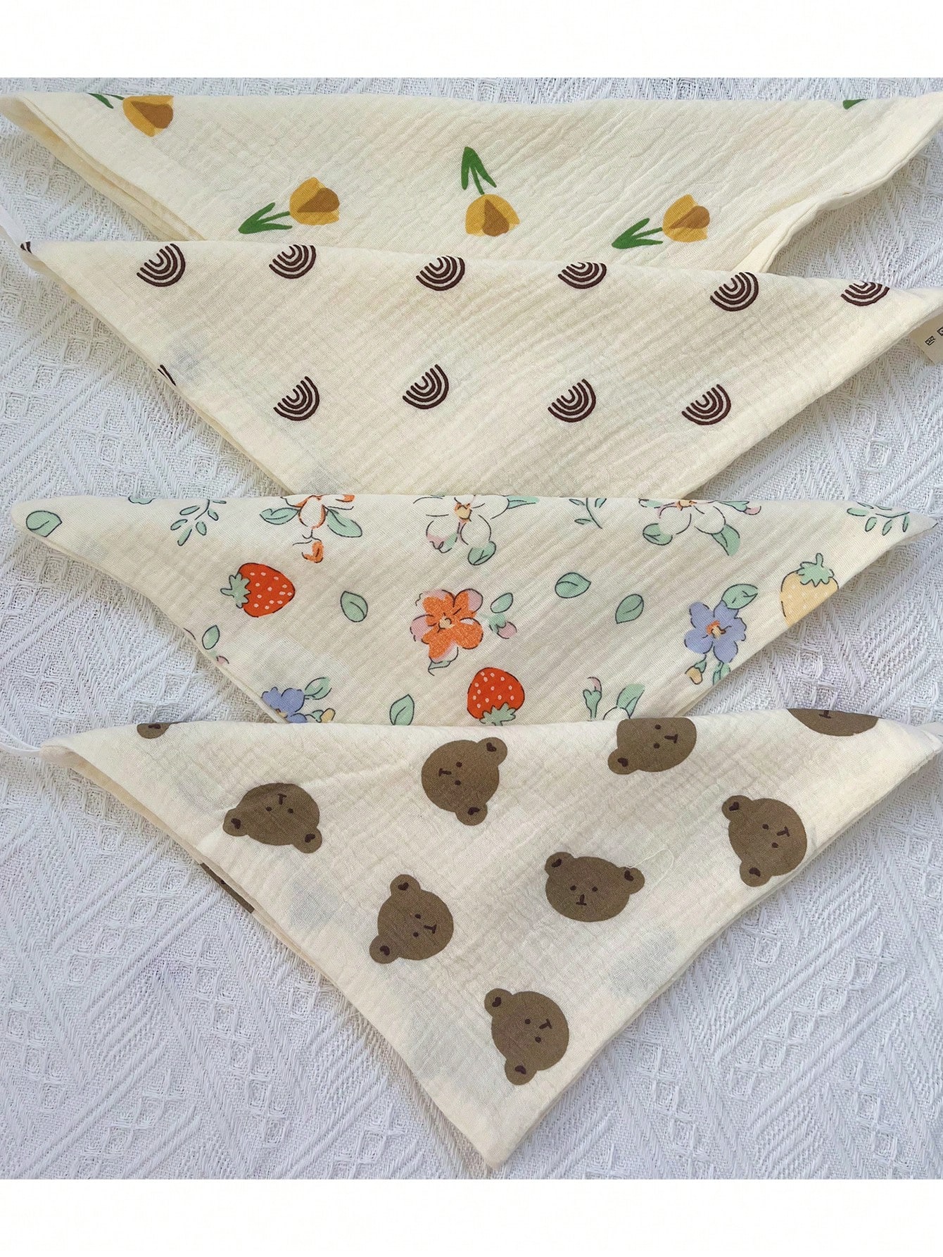 4-Piece Printed Cotton Muslin Baby Face Towel