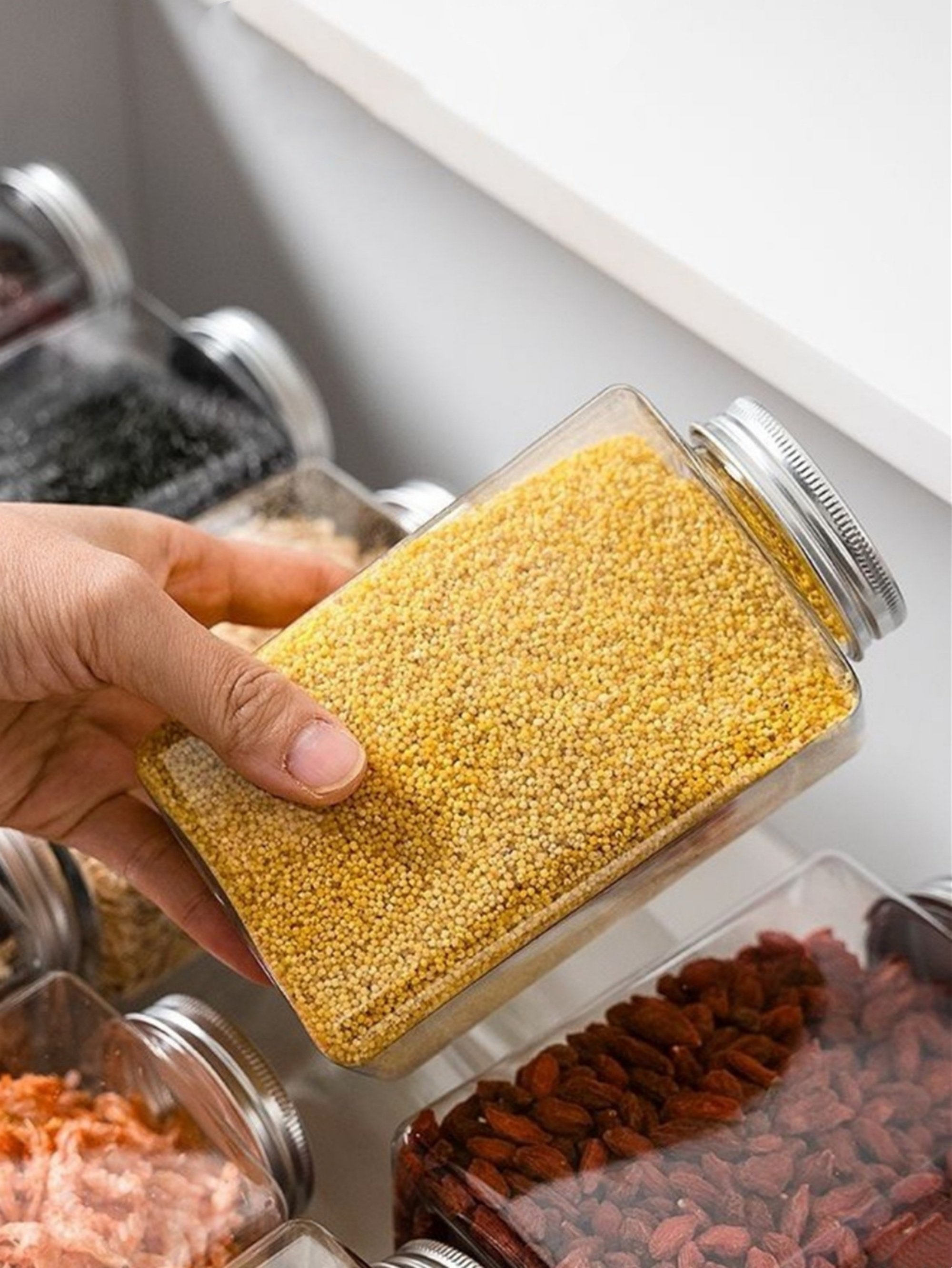 1-Piece Clear 500Ml Airtight Plastic Jar With Aluminum Lid