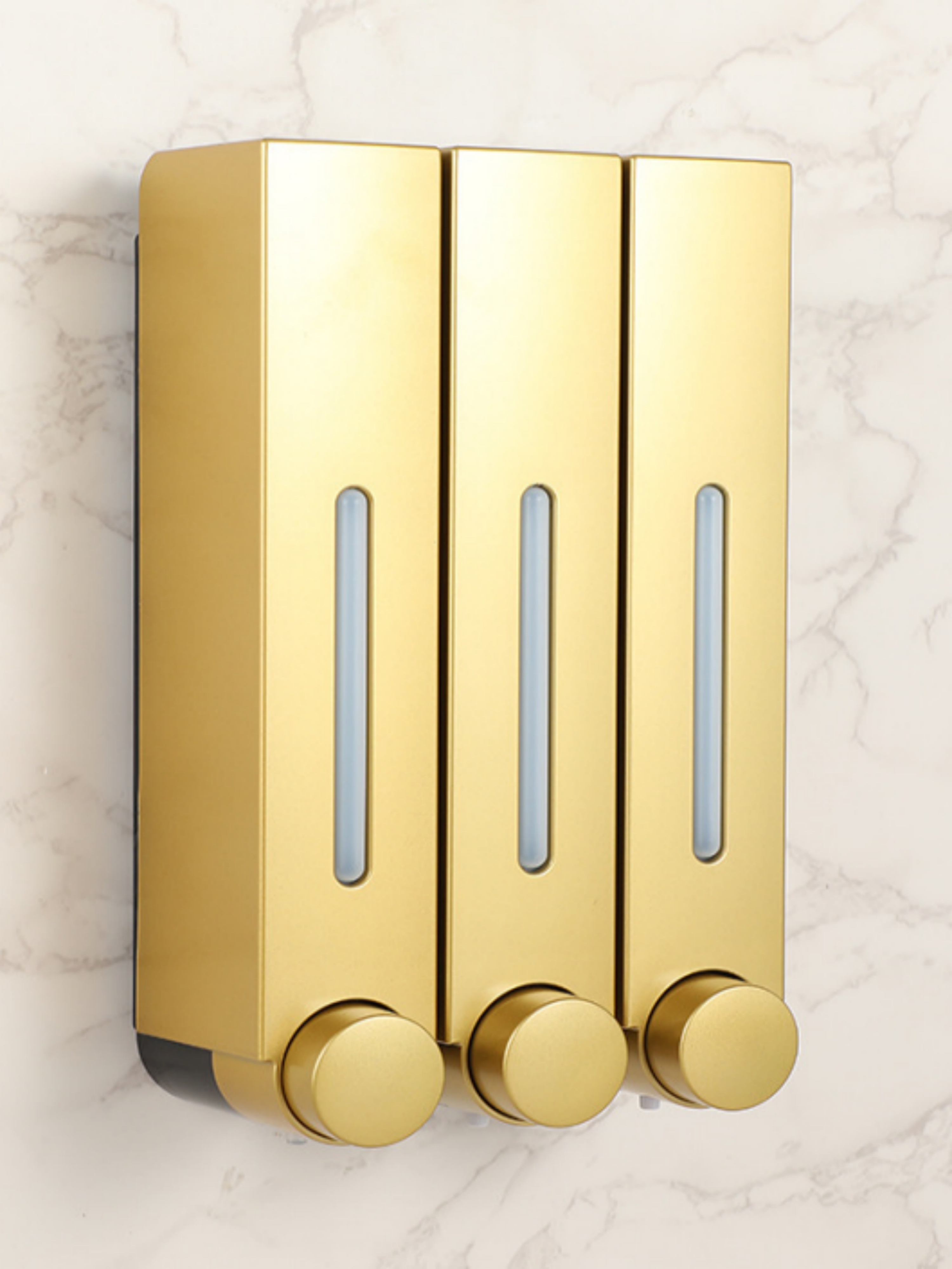 Gold Wall-Mounted Triple Soap Dispenser - 3 x 420ml ABS Design