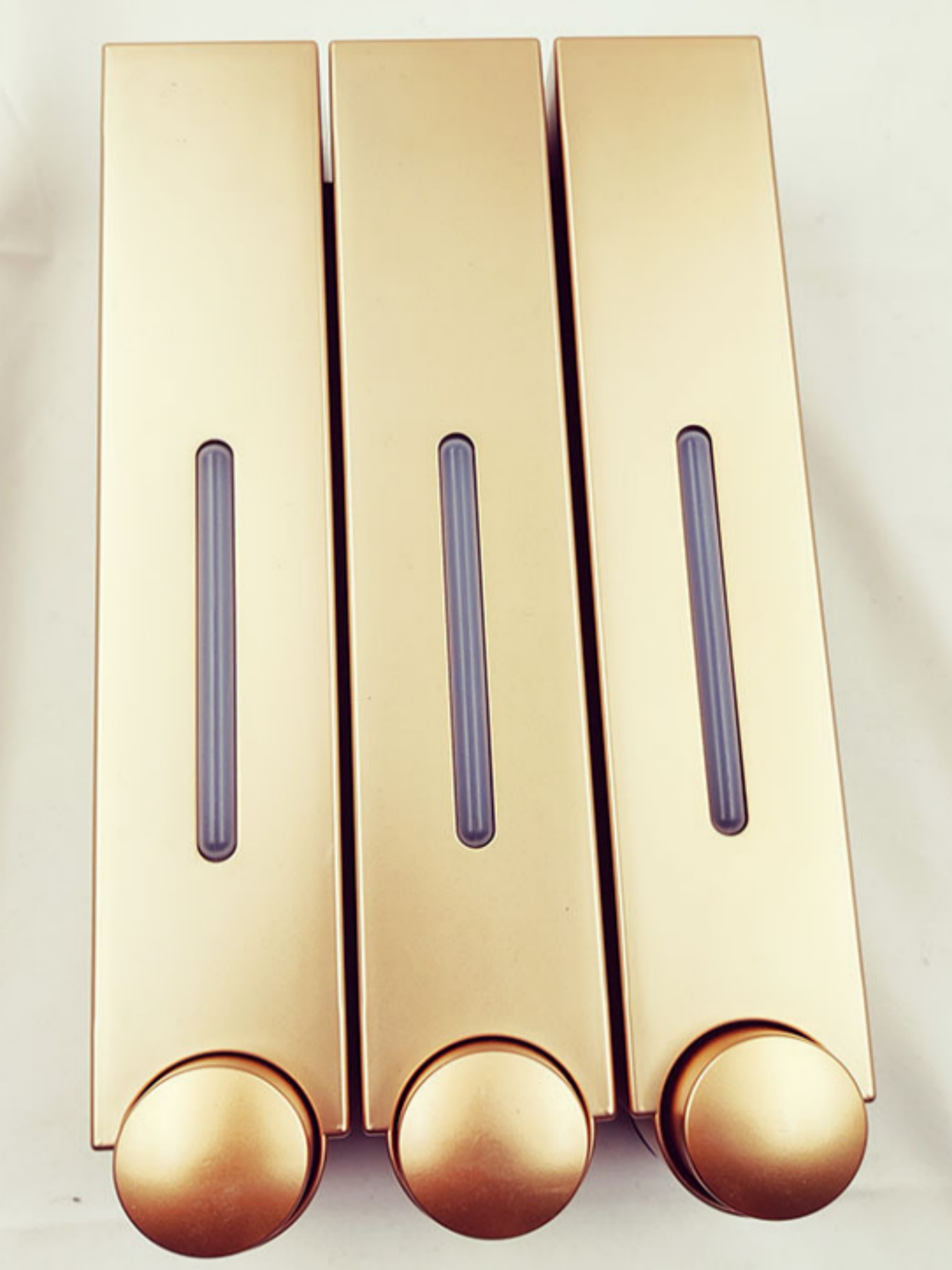 Gold Wall-Mounted Triple Soap Dispenser - 3 x 420ml ABS Design