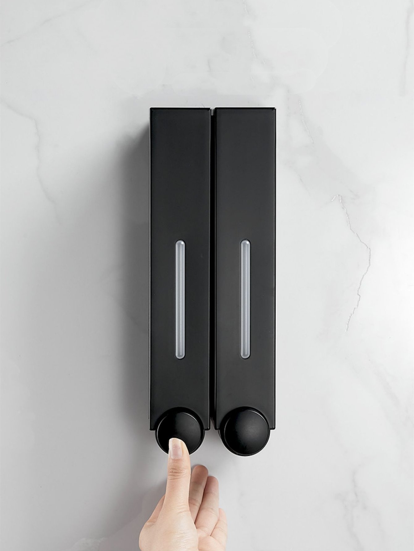 Dual Black ABS Wall-Mount Soap Dispenser
