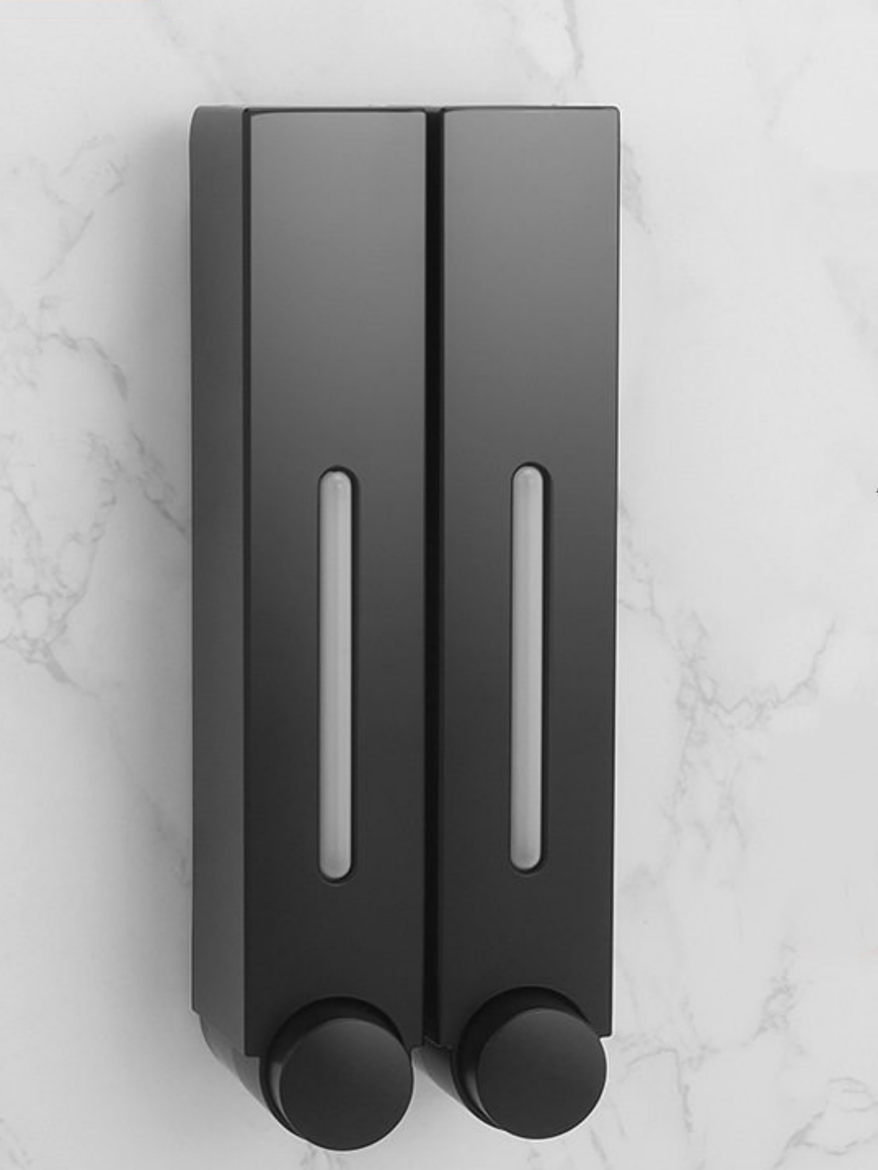 Dual Black ABS Wall-Mount Soap Dispenser