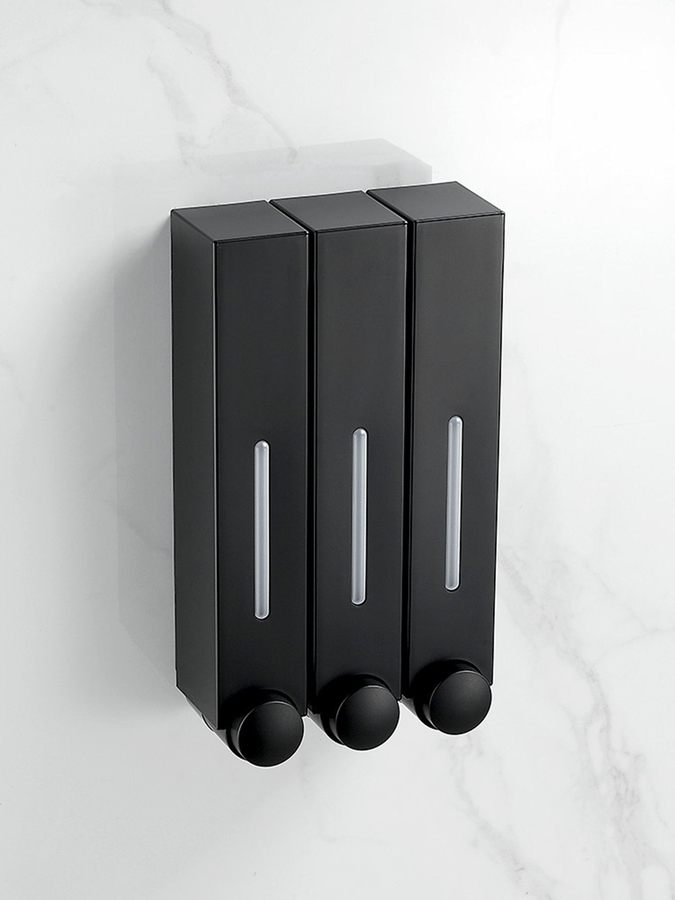 Black Wall-Mounted Triple Soap Dispenser 420ml Each - ABS