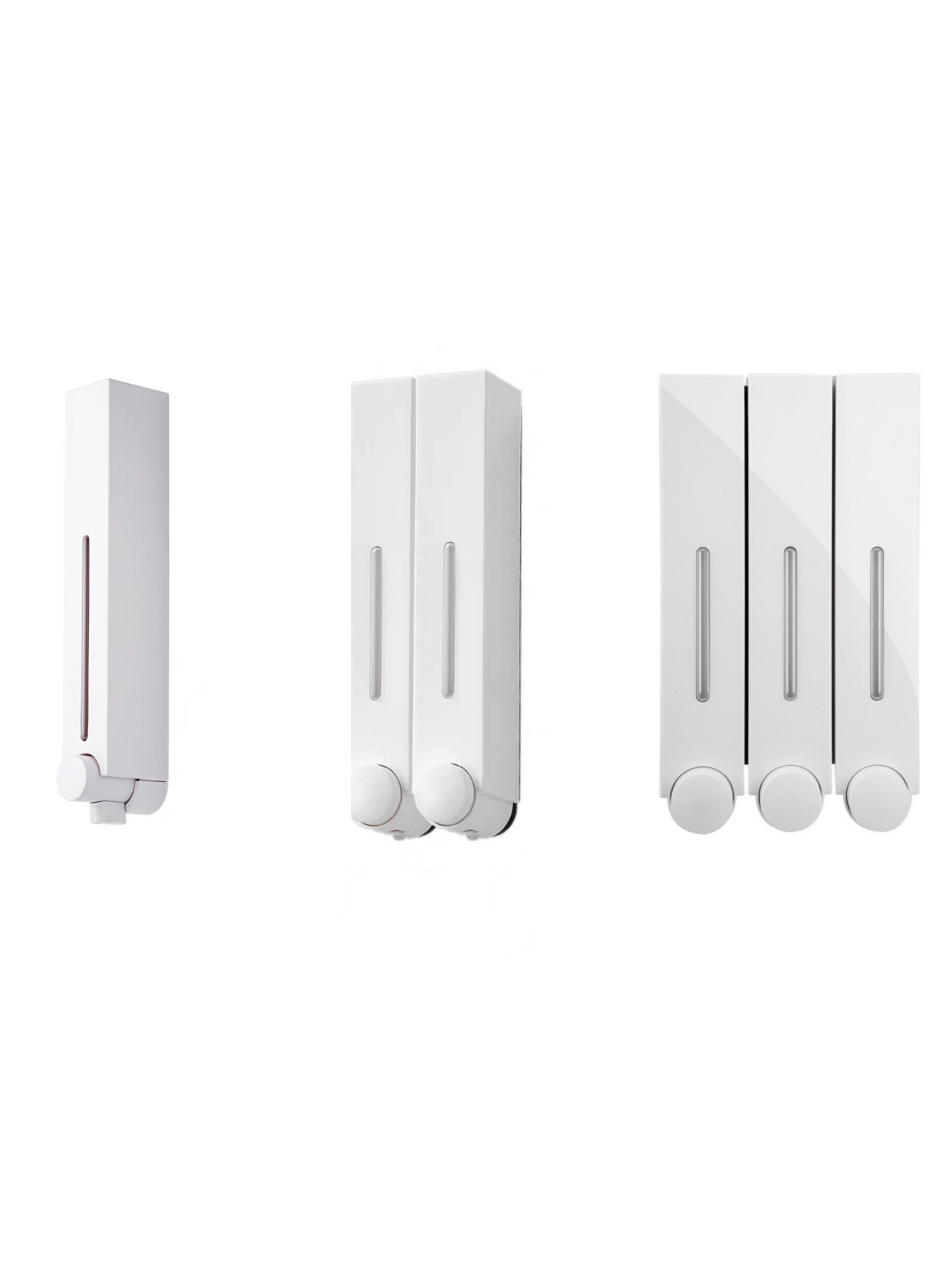 White Wall-Mounted Triple Soap Dispenser, 420Ml