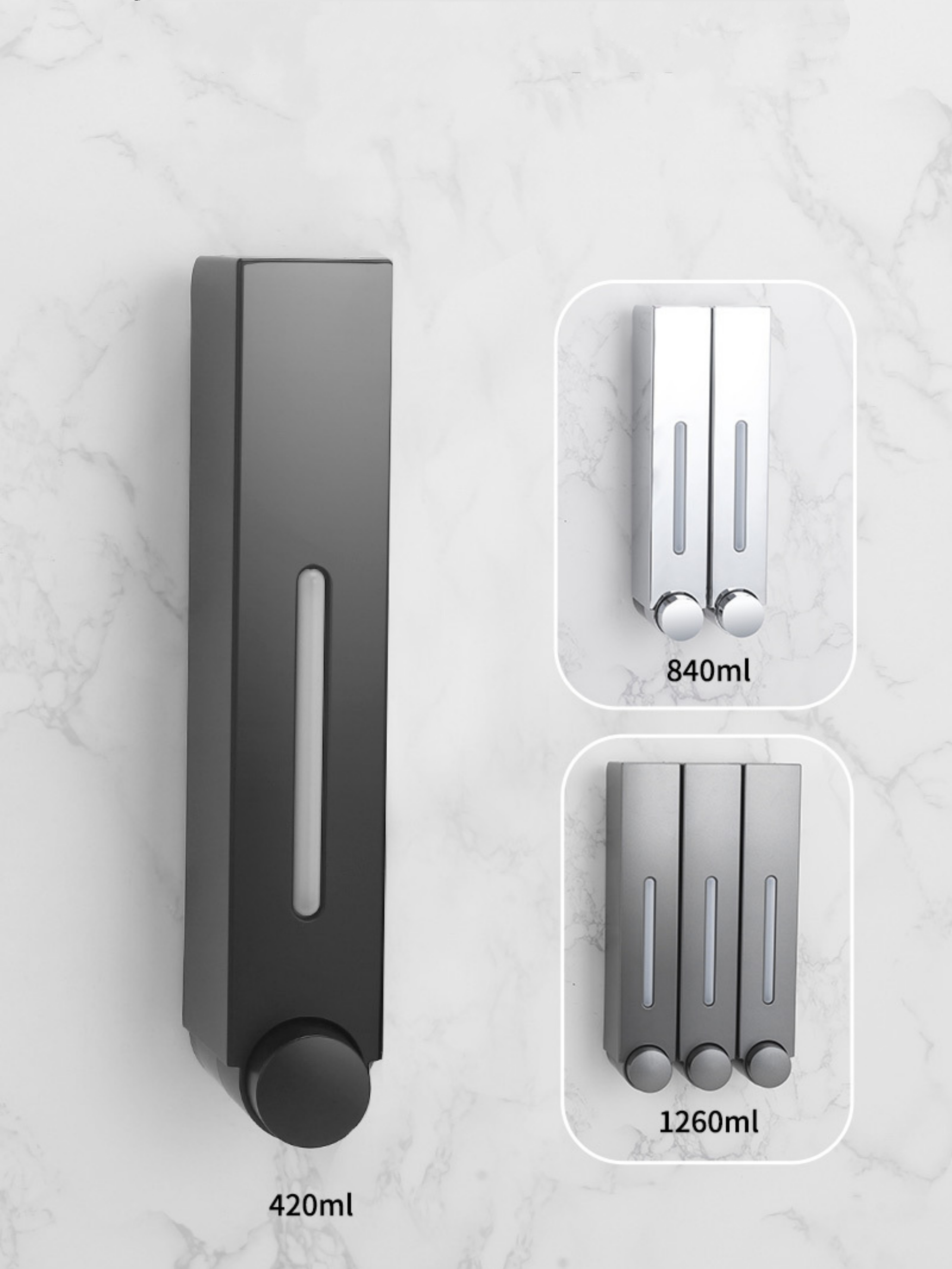 Classic Silver Wall-Mounted Double Soap Dispenser - 420Ml