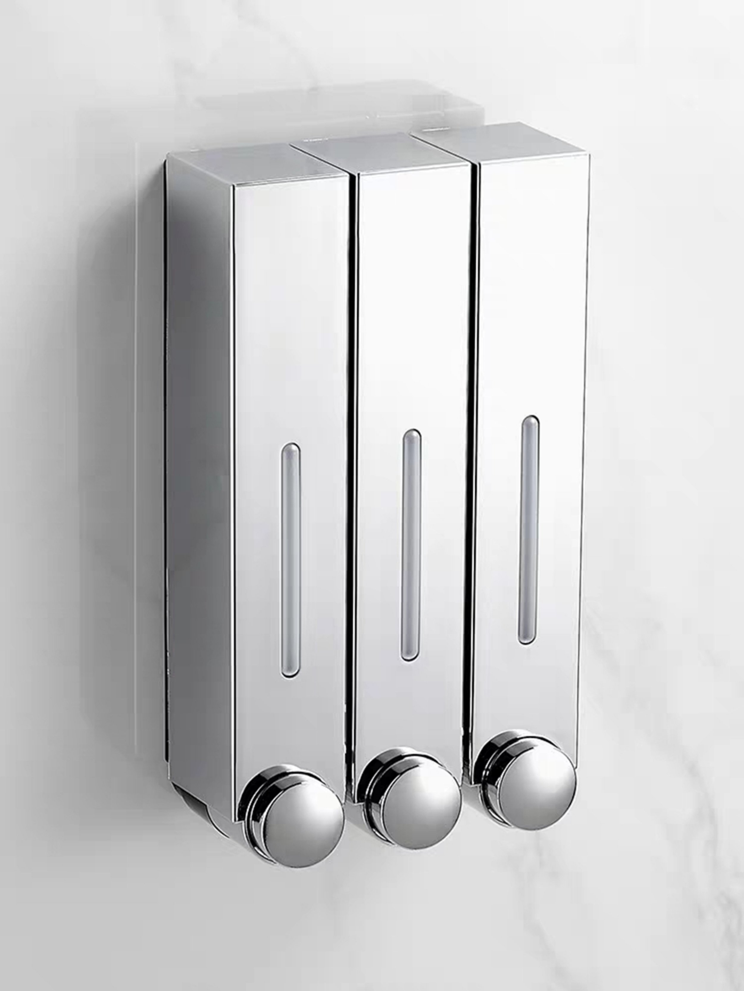 Silver Wall-Mounted Triple Soap Dispenser  420Ml